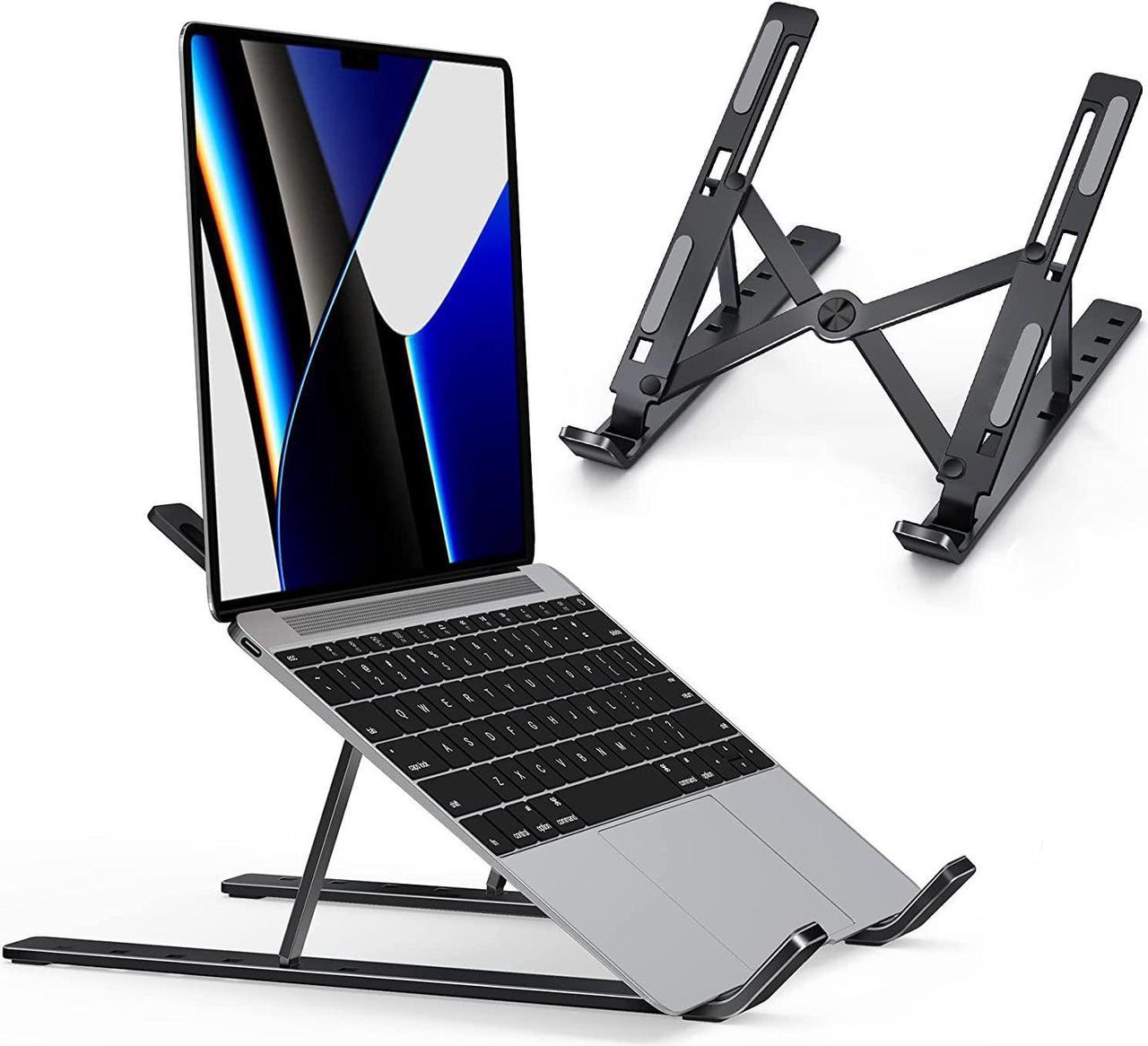 Laptop Stand, Adjustable Portable Laptop Holder, Aluminum 6-Angles Adjustable Ventilated Cooling Notebook Stand Mount Compatible with MacBook Air Pro, Lenovo, Dell, More 10-15.6 Laptops, Black