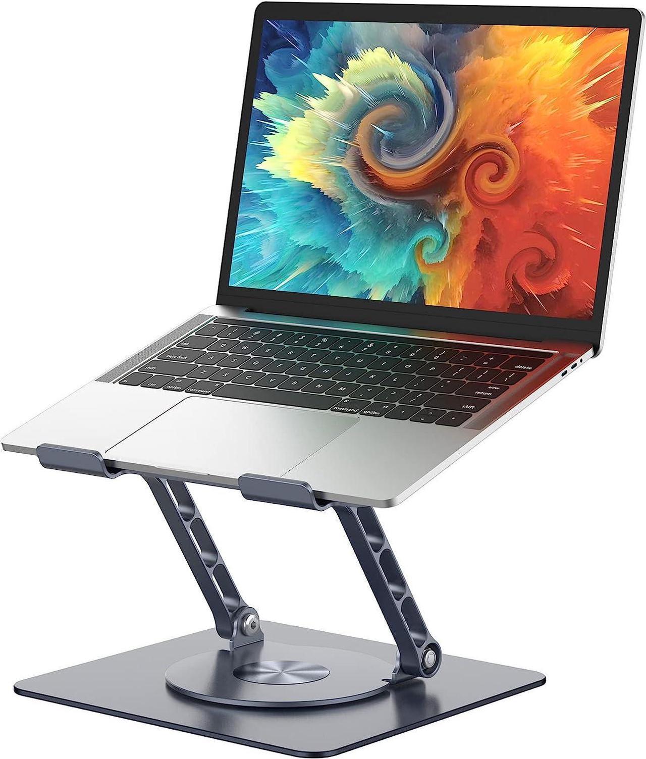 Laptop Stand 360° Rotating for Desk, Foldable Aluminum Laptop Stand, Adjustable Height Laptop Riser, Ergonomic Computer Monitor Stand, Compatible with PC, MacBook Air/All 10-17.3" Laptops - Gray