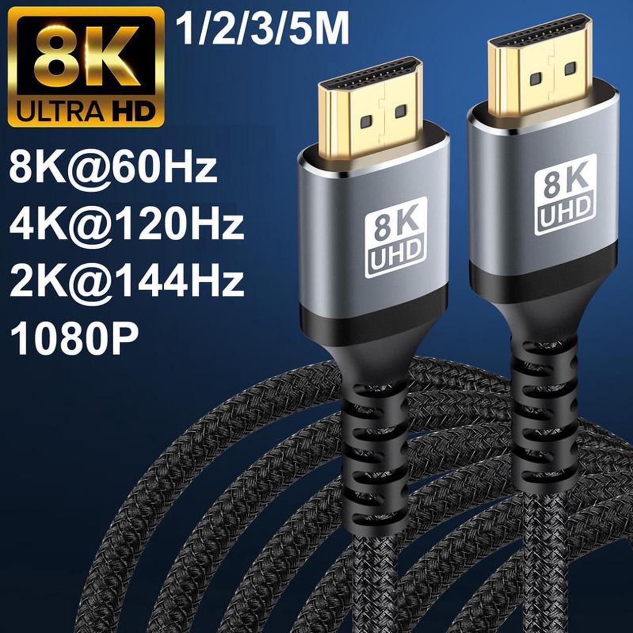 8K HDMI 2.1 Cable 3.3 Feet,ESTONE 48Gbps High Speed 3D 8K60 4K120 144Hz  HDCP 2.3 2.2 eARC ARC Compatible with Dolby Vision Atmos PS5 PS4, Xbox One Series X, Sony LG Samsung, RTX 3080 3090