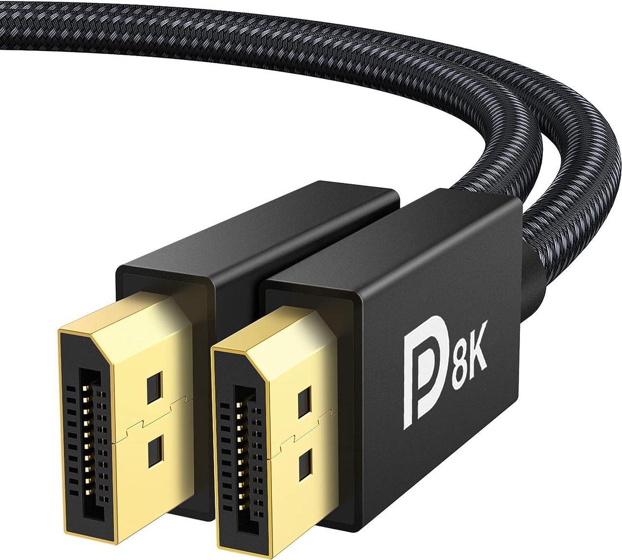 DisplayPort Cable 1.4, 8K 6.6FT DP Cable 32.4Gbps 8K@60Hz HBR3 4K@60Hz/144Hz/120Hz 5K@60Hz 1080P@240Hz Support FreeSync G-Sync HDR10 Display Port for Gaming Monitor 3090 Graphics PC