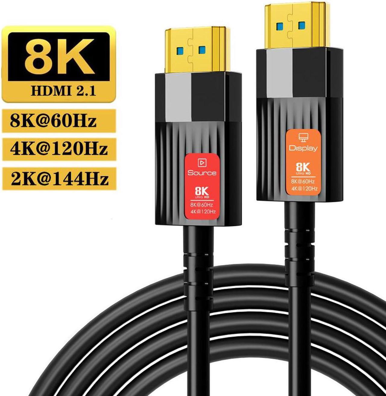 8K HDMI Fiber Optic Cable, 48Gbps High-Speed, 8K@60Hz,Dynamic HDR,ARR, Dolby Atmos, HDCP 2.2 & 2.3, 16 Foot, Black