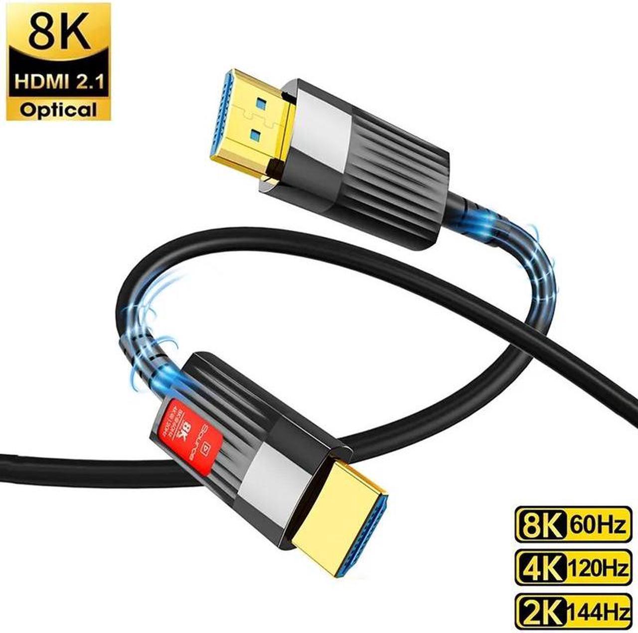 8K Fiber Optic HDMI 2.1 Cable 16 Foot in-Wall CL3 Rated (8K60Hz 4K120Hz HDR/eARC HDCP 2.2/3D ) Ultra High Speed Compatible with Home Theatre, HDTV, Gaming Consoles, Streaming Devices