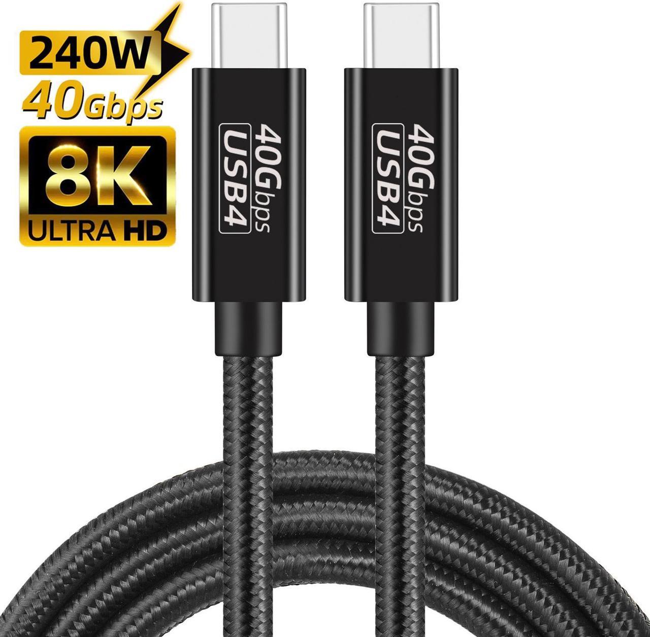 USB 4.0Cable [1.5FT], 240W PD Fast Charging Nylon Braided Cable with 40 Gbps Data Transfer Speed Supporting Thunderbolt 3/4, 8K@60Hz,Dual 4K & Ultra HD Display for all of USB C port devices