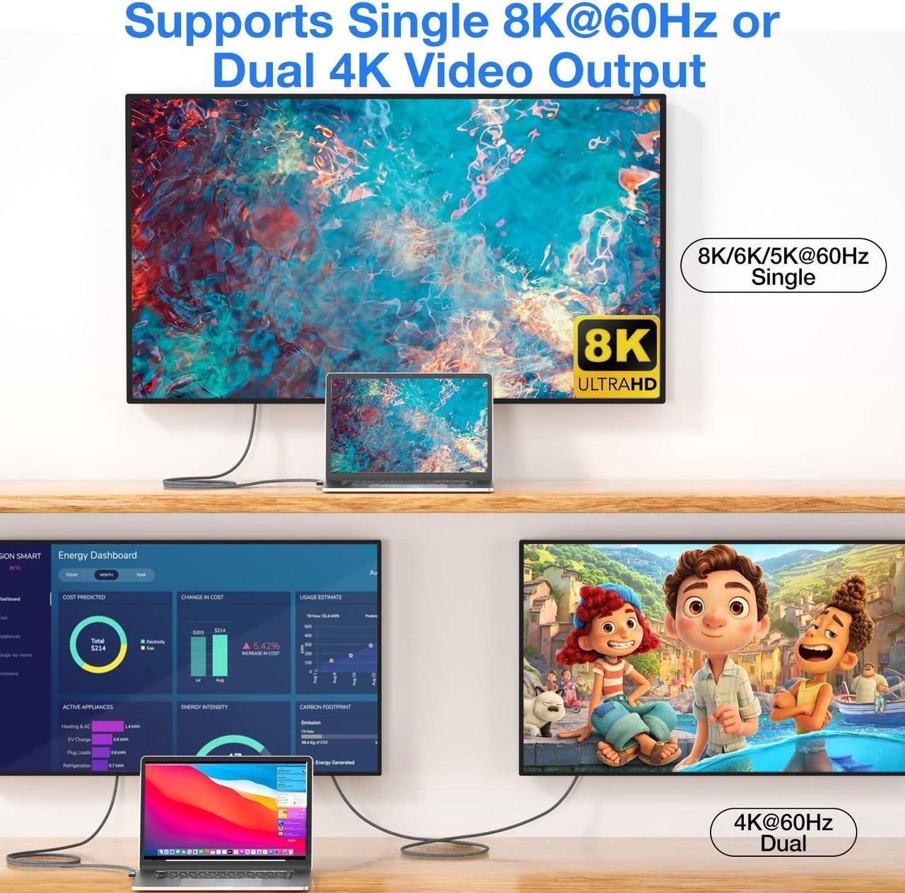 Alt view image 3 of 7 - 90 Degree Braided USB4.0 C to C Cable 3.3FT, 8K UHD Display 40Gbps Type C to Type C 240W Fast Charging Cord Charger Compatible with Samsung Galaxy S23 S22 S21 S20 Ultra, Note 20 Laptop, Hub, Docking