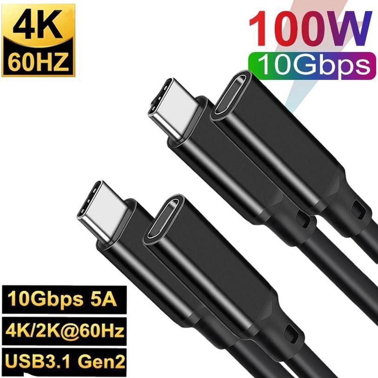 100W USB C Extension Cable, USB C Male to Female Extender USB 3.2 Gen2 Fast Charge 10Gbps Data Transfer & 4K Video Compatible with USB C Hub, iPad, MacBook Air,Dell (10FT, 2PACK)