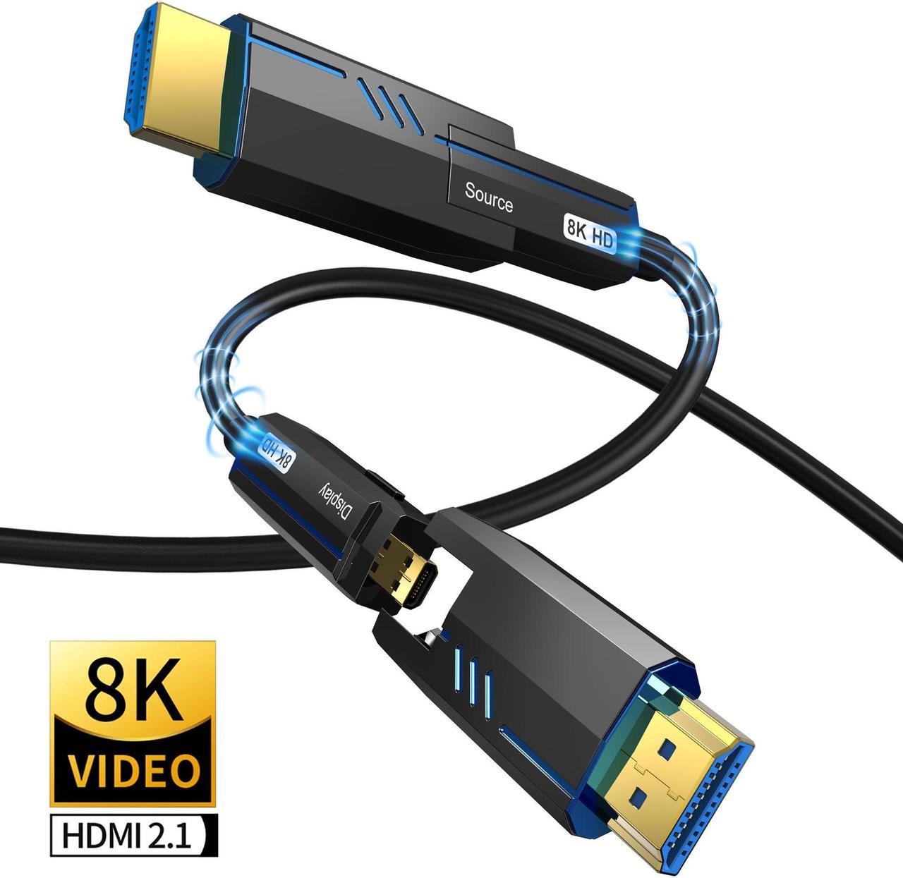 8K Fiber Optic HDMI Cable in Wall 50ft, Certified 48Gbps High-Speed HDMI 2.1 Cable, Support 8K@60Hz 4K@120Hz/144Hz eARC Dolby HDCP 2.2&2.3 HDR10 RTX 3080, Compatible with PS5/TV/Xbox Series X