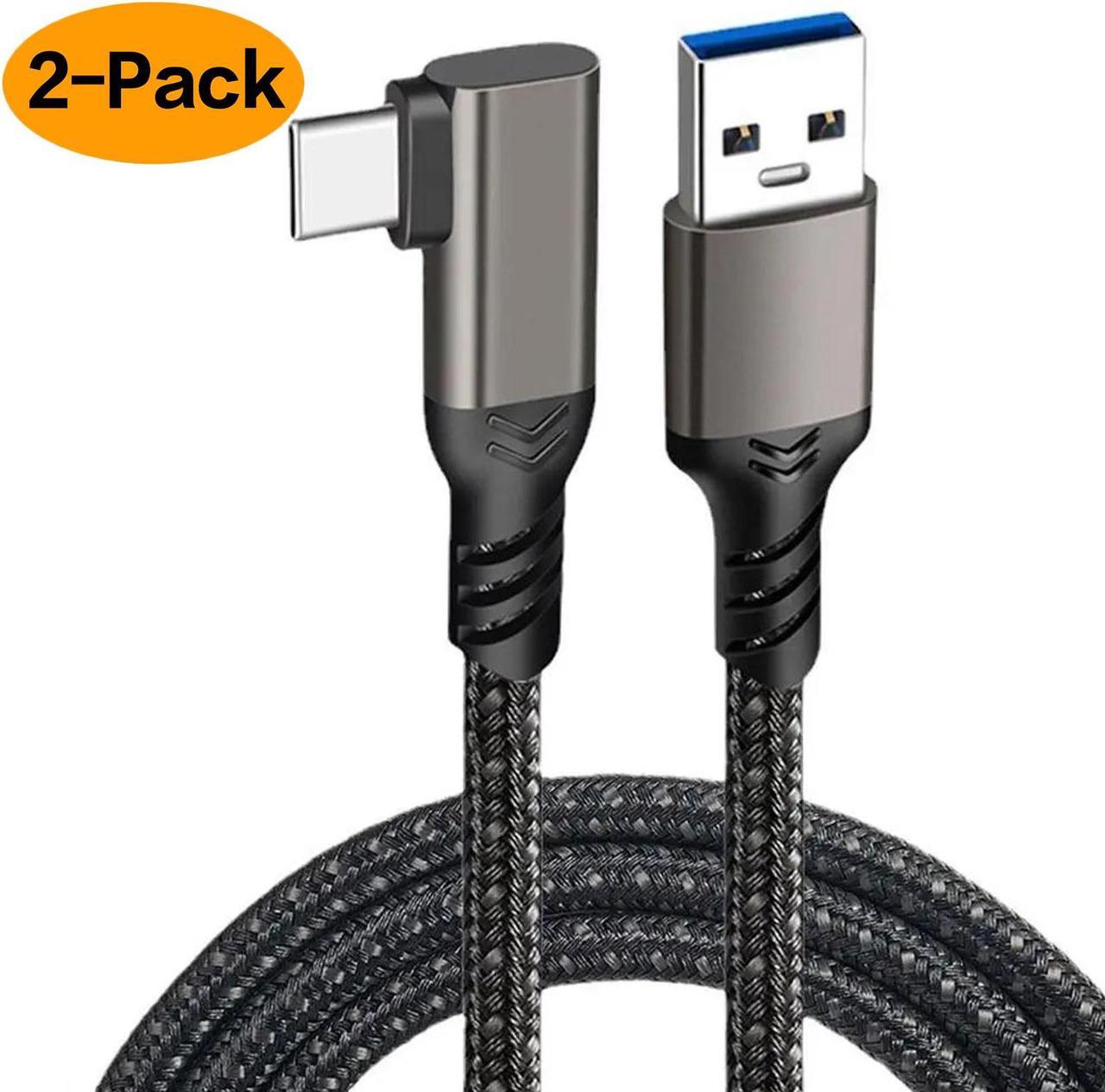 Right Angle USB-C to USB-A 10 Gbps USB 3.2 Gen 2 Data Power Braided Cable | 1 Meter 3.3 ft | 60W Fast Charging with Quick Data Transfers 2 Pack