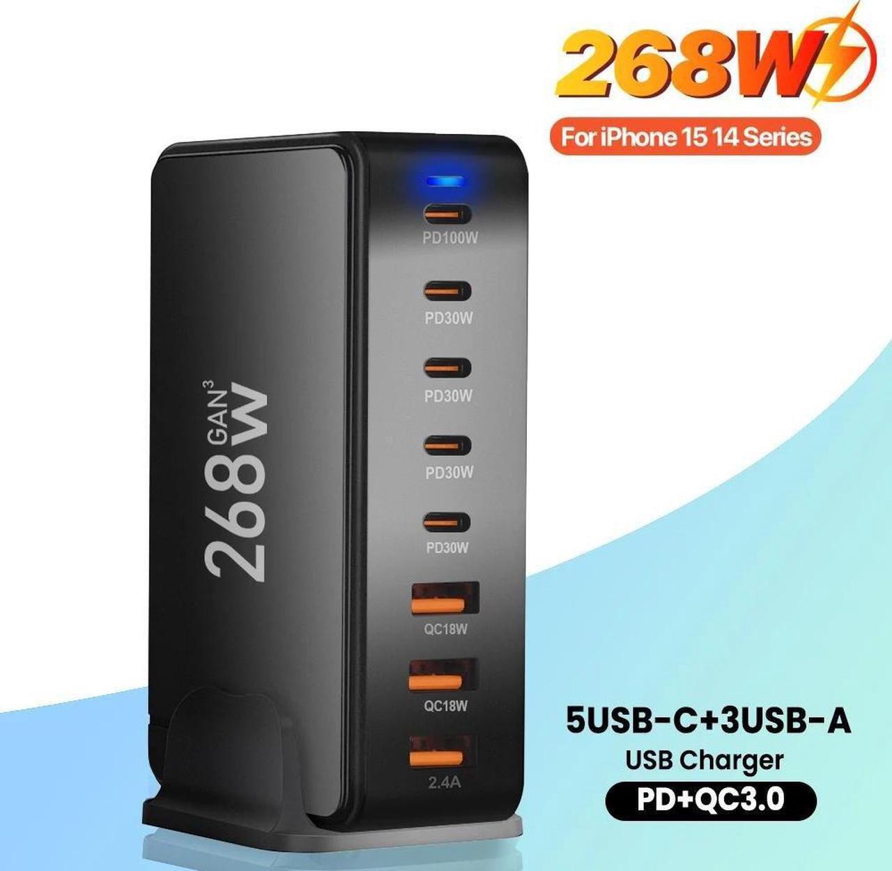 Main image of ESTONE 268W USB C Charger, 8-Port GaN Desktop Charger, USB C & USB-A Charging Station for MacBook Pro/Air,iPad,iPhone,Samsung