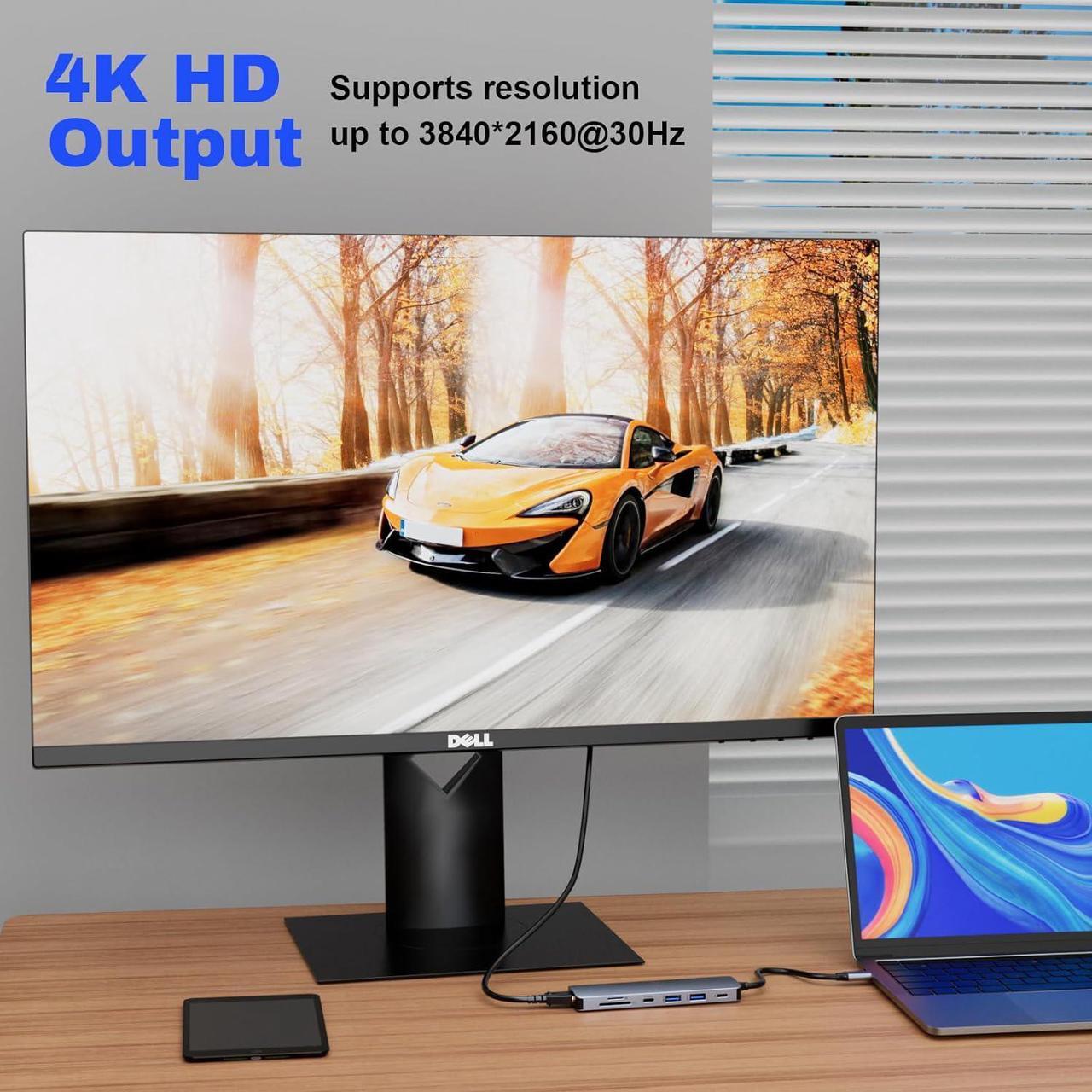 Alt view image 3 of 7 - ESTONE USB C to HDMI Adapter, 7-in-1 USB C Docking Station Dual Monitors for Windows, USB C Adapter with 4K HDMI, 2*USB 3.0, 100W PD, USB-C Data,SD/TF for Laptops, Computers, MacBook Pro/Air