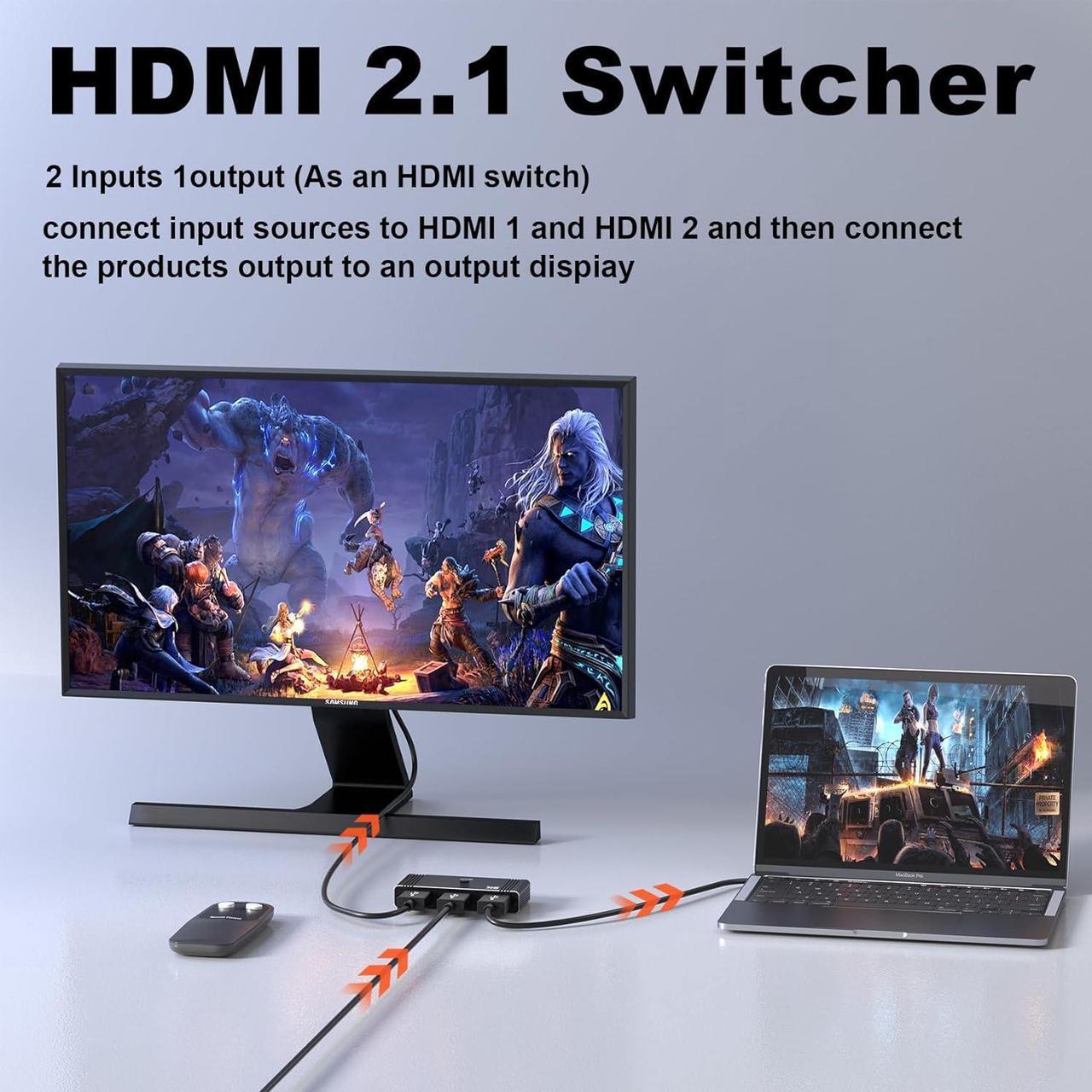 Alt view image 2 of 7 - ESTONE HDMI Switch 4K@120HzBidirectional2 in 1 Out HDMI Splitter/1 in 2 Out Switcher, 2 Port Hdmi Switcher Box Supports VRR, Dynamic HDR, HDCP 2.3,HDMI Switcher Selector for Xbox PS3 4 5 TV Gaming