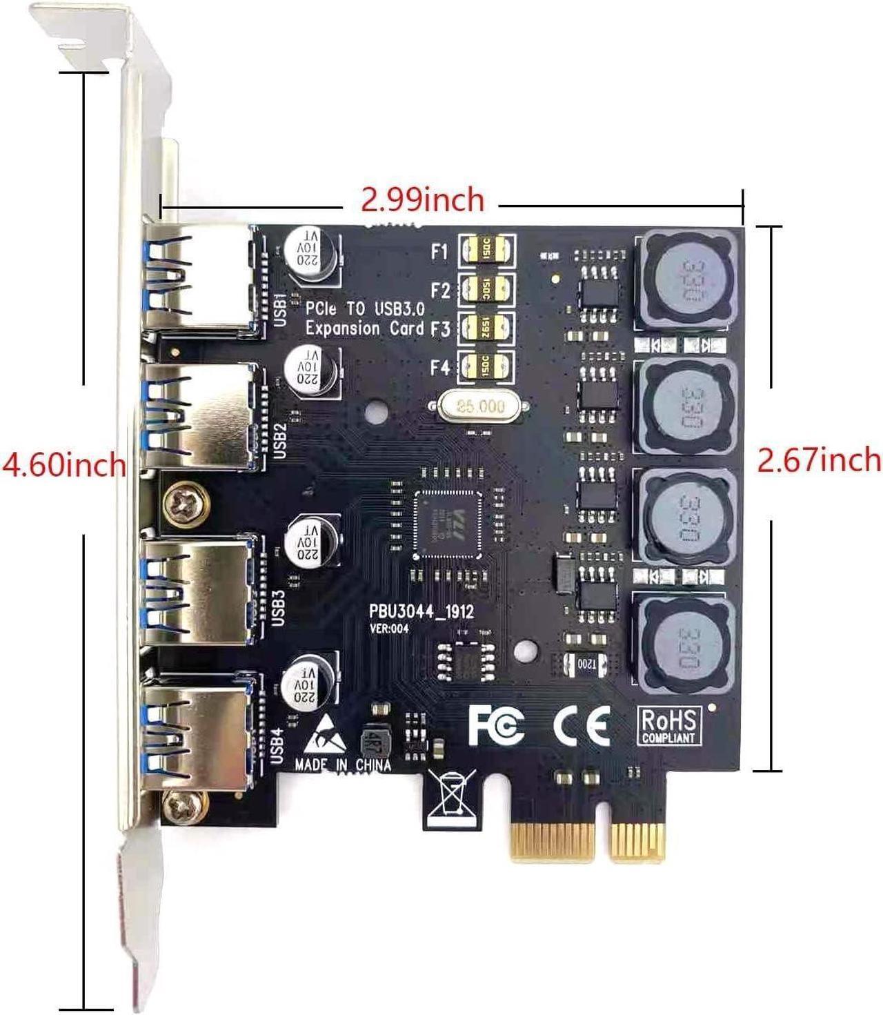 Alt view image 7 of 7 - Jansicotek 4 Port PCIE Expansion Card, USB 3.0 Superspeed 5Gbps Front Expansion Card, Internal USB Hub Converter for Win XP Win7 Win 8 Win 10 Win 11 Linux
