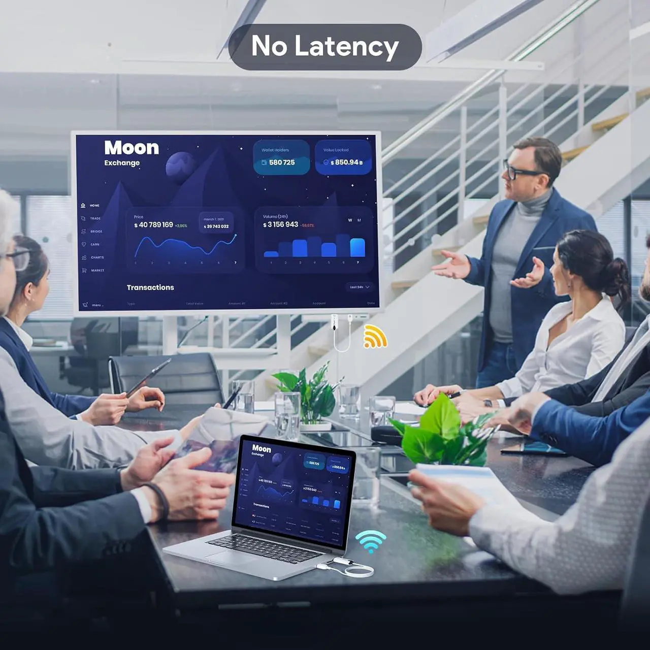Alt view image 3 of 7 - ESTONE Wireless HDMI Transmitter and Receiver, 1080P@60Hz Output, Wireless HDMI Sender Extender, LED Display, 100FT Range, 2.4G&5G, for PC/DV/HDTV/Projector/TV Box, No Need App/Bluetooth