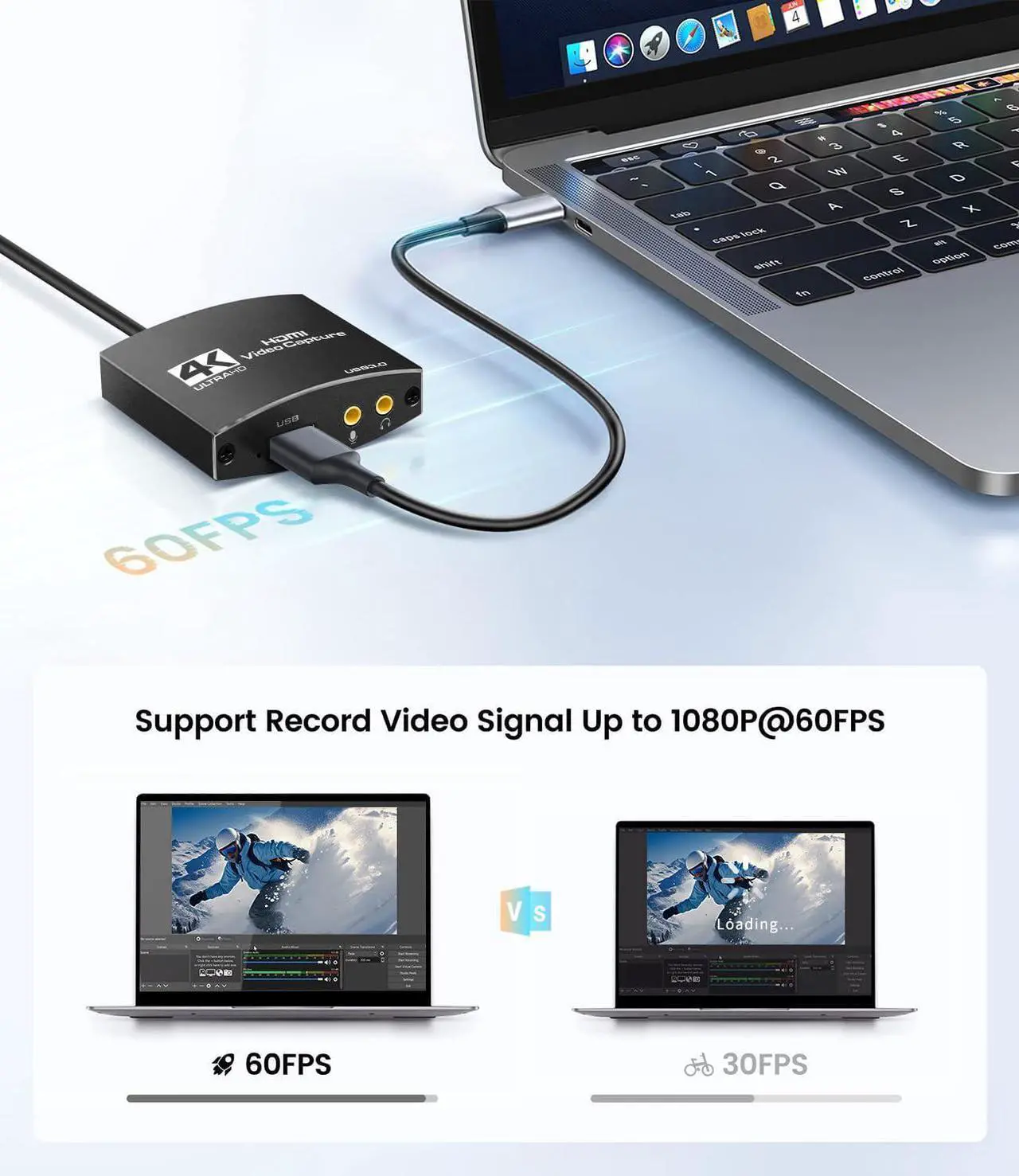 Alt view image 6 of 7 - ESTONE 4K External Capture Card, Stream and Record in 1080p 60fps with ultra-low latency on PS5, PS4/Pro, Xbox Series X/S, Xbox One X/S, in OBS and more, works with PC and Mac