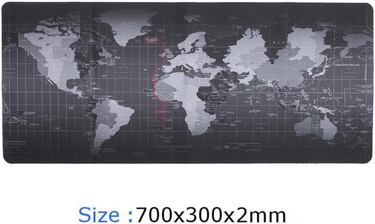 ESTONE XL Size 700x300x2mm World Map Speed Keyboard Mouse Pad Mat Computer Gaming Mousepad Locking Edge Table Mat- Non-slip Rubber Base for PC Computer Laptop