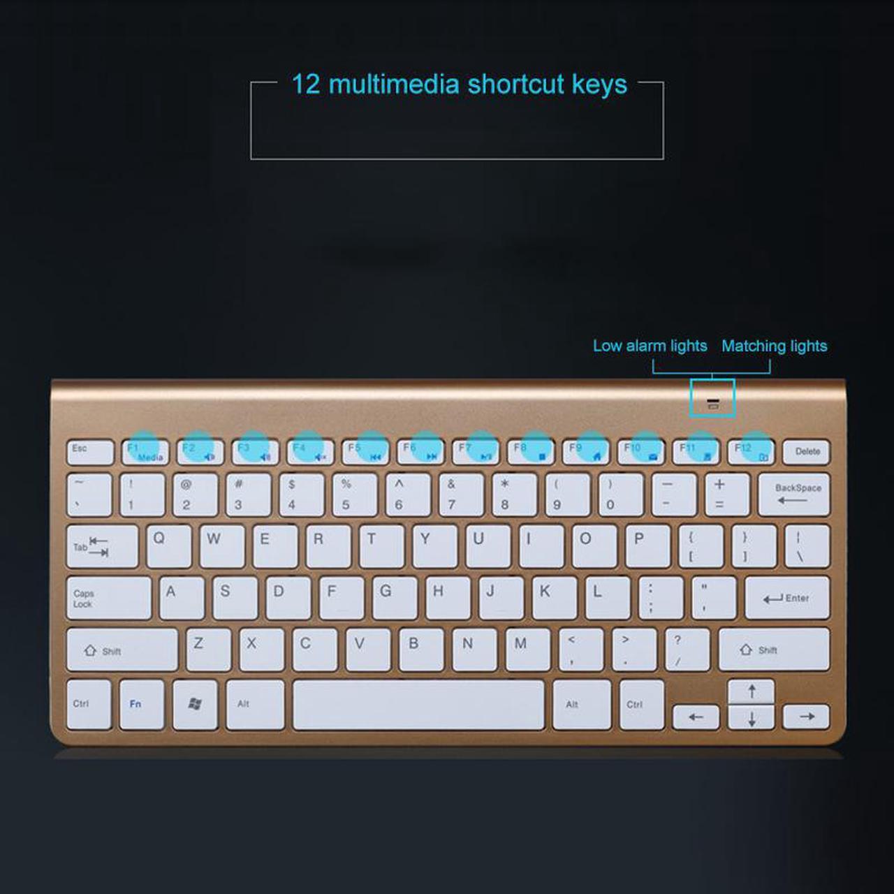 Alt view image 7 of 7 - ESTONE 2.4G Wireless Keyboard Mouse Ultra-Thin Comb 78 Key Mini Teclado e mouse sem fio for Desktop Laptop Smart TV Home Office Use,Silver