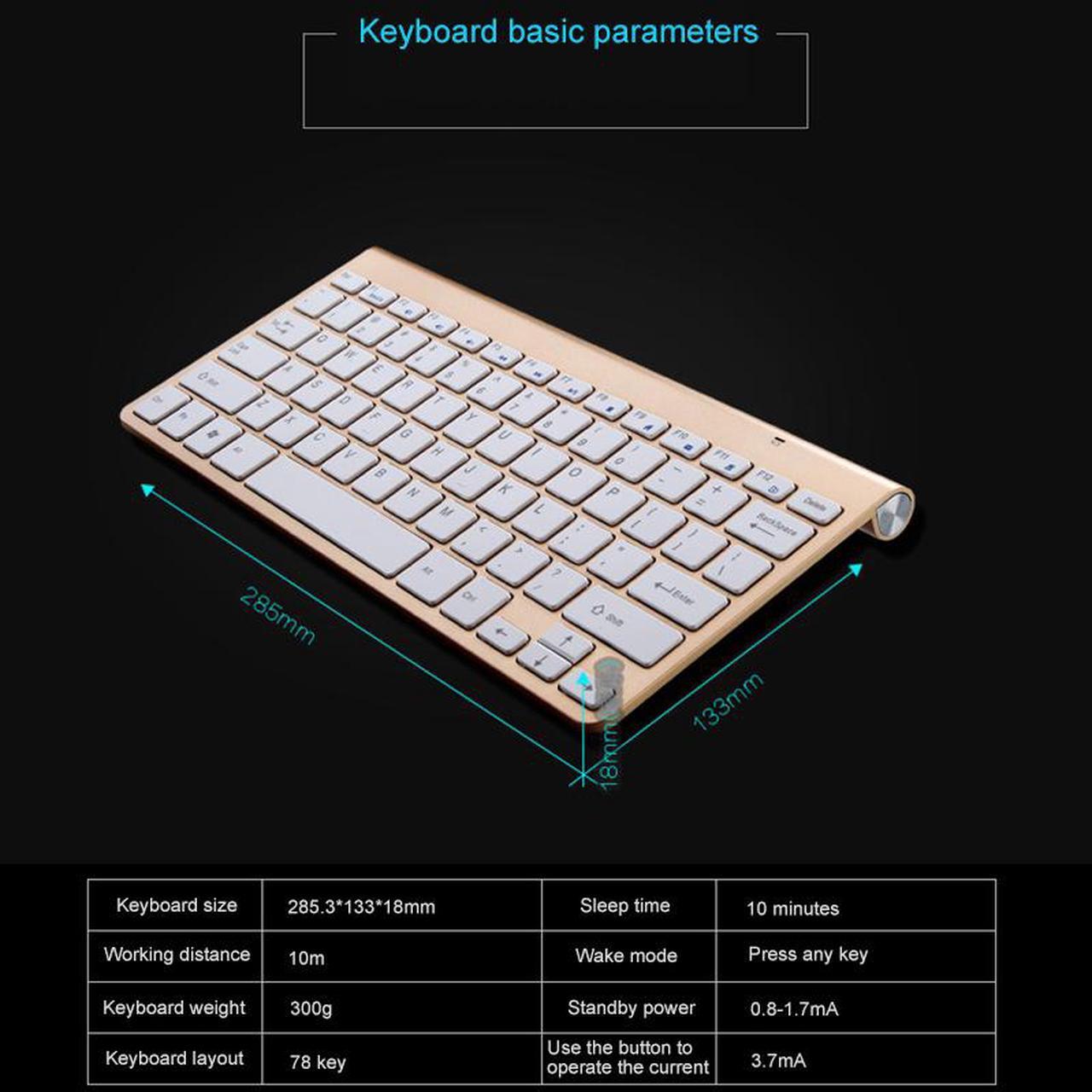 Alt view image 5 of 7 - ESTONE 2.4G Wireless Keyboard Mouse Ultra-Thin Comb 78 Key Mini Teclado e mouse sem fio for Desktop Laptop Smart TV Home Office Use,Silver