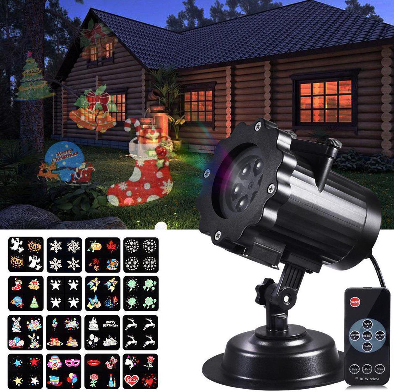 ESTONE Christmas Projector Light, 16 Exclusive Design Slides Landscape Motion Projector Lights with Remote Control, 32ft Power Cable for Decoration Lighting on Halloween Holiday Party