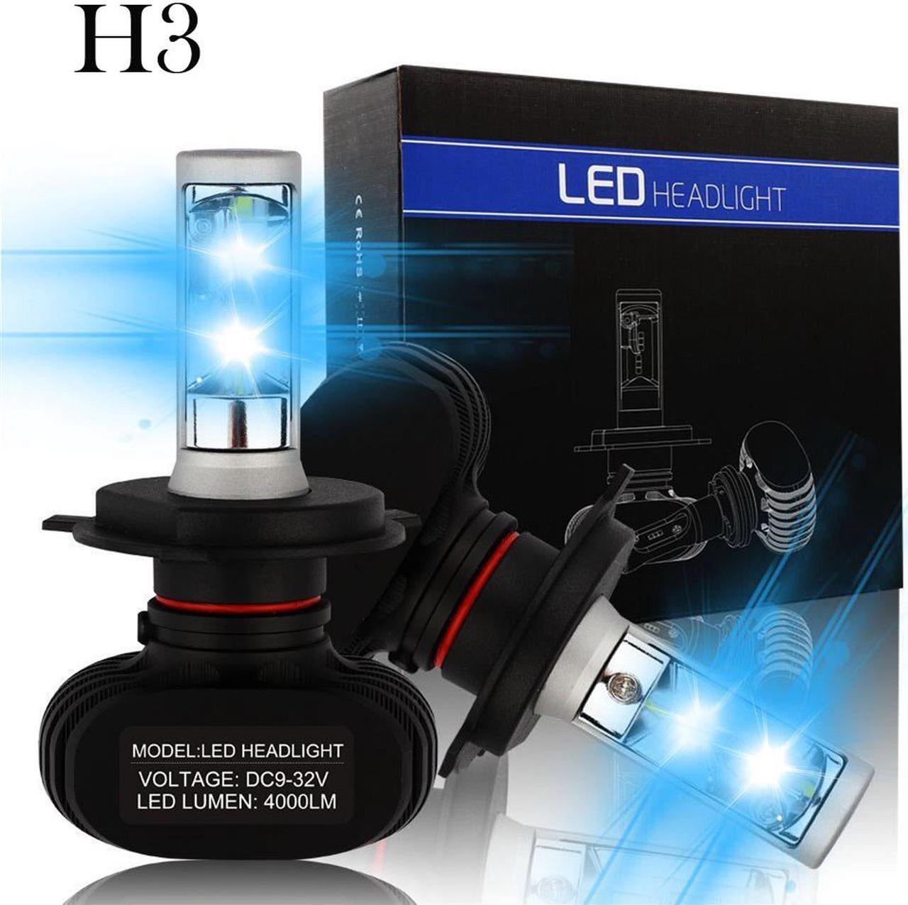 ESTONE H3 LED Headlight Bulbs Conversion Kit -6500K Cool White Headlamps Waterproof IP68 CSP Chip 8000LM/Set (4000LM/each bulb) L/25W,H/25W