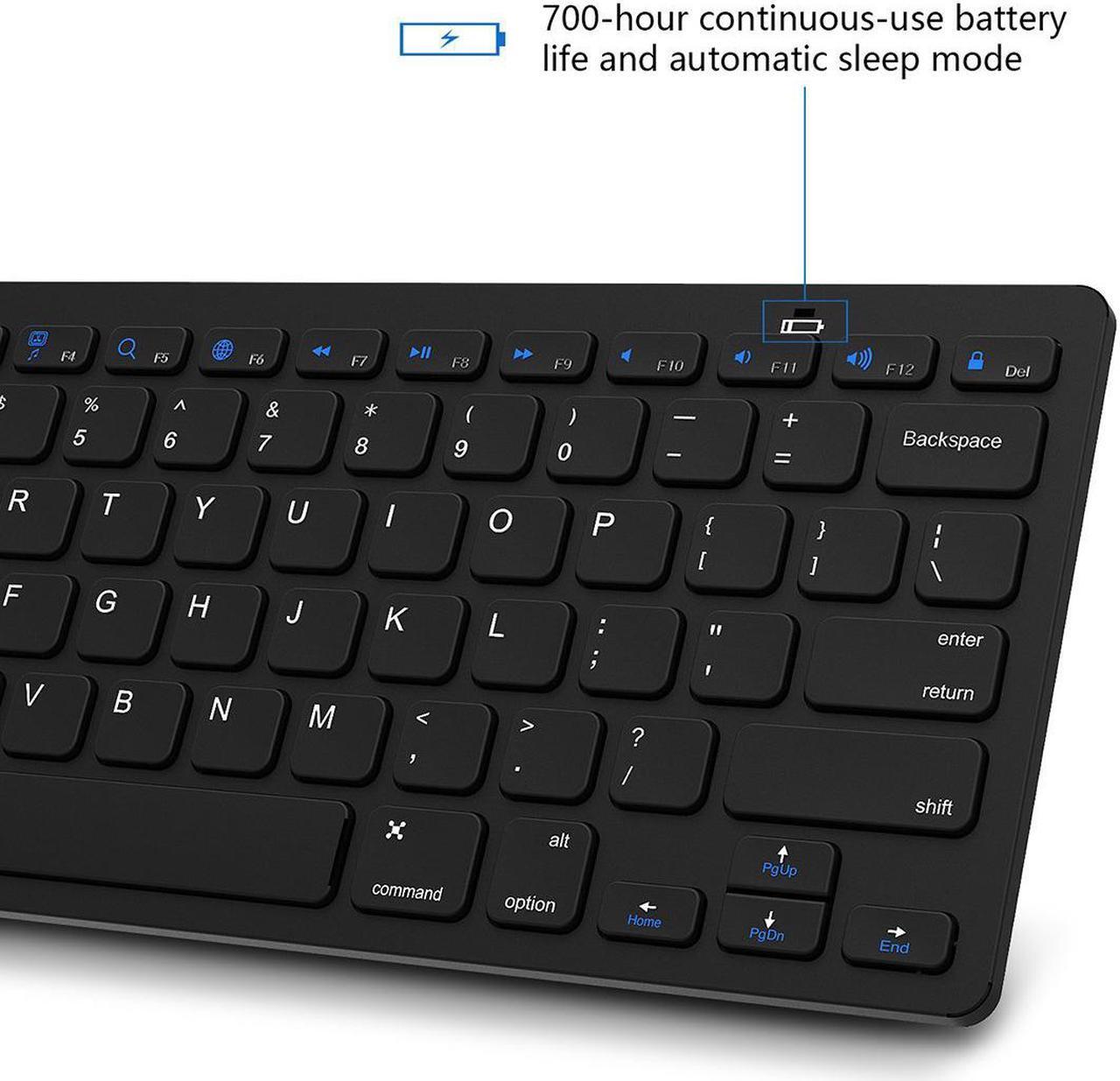 Alt view image 4 of 7 - ESTONE Bluetooth 3.0 Ultra Slim Wireless Rechargable Keyboard With Stainless Stand Cover For iOS/Android and Windows PC/Laptop/Notebook/MacBook/Samsung Galaxy Tablet/iPhone/iPad/Microsoft Surface