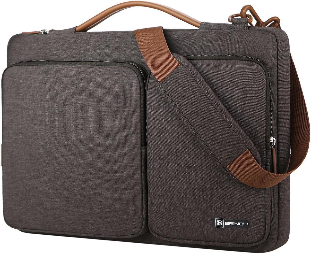 ESTONE 13.3-Inch Multi-functional Portable Laptop Sleeve Case Bag Briefcase with Luggage Strap for 13- 13.3 Inch Laptop MacBook Chromebook Computers, Brown