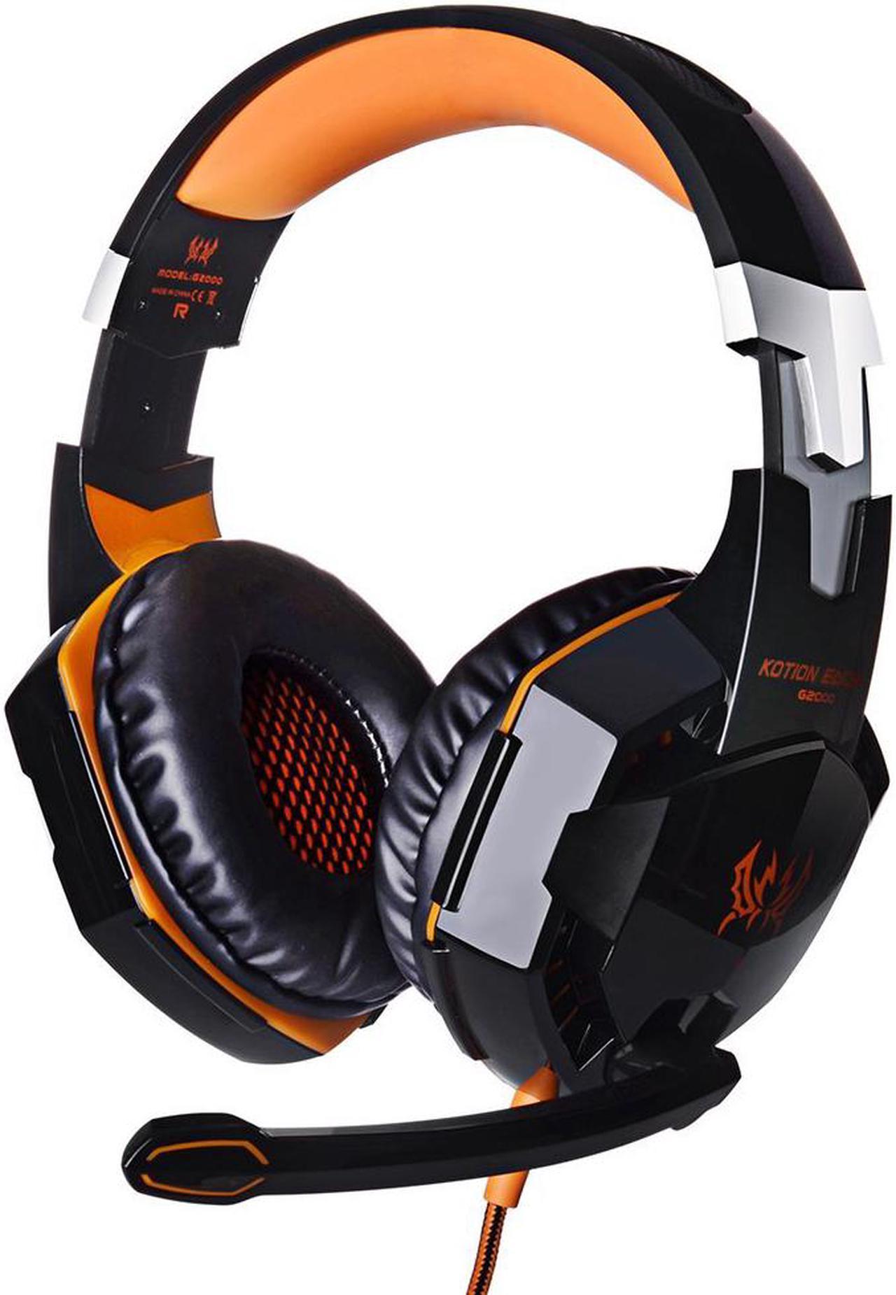 KOTION EACH Over-ear Game Gaming Headphone Headset Earphone Headband with Mic Stereo Bass LED Light for PC Game (Orange)