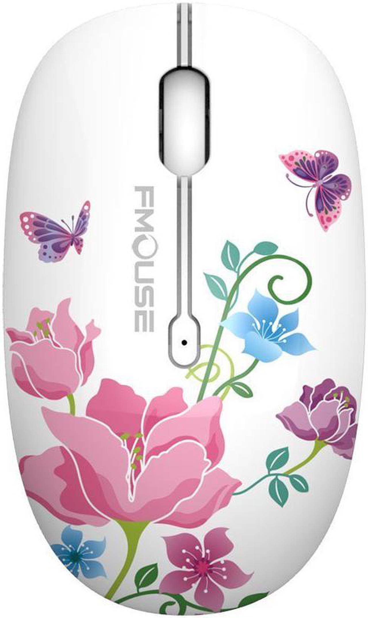 ESTONE Silent Wireless Mouse, 1200DPI USB Mouse with 3 Buttons Ergonomic Computer Mouse for PC Computer Laptop-Butterfly