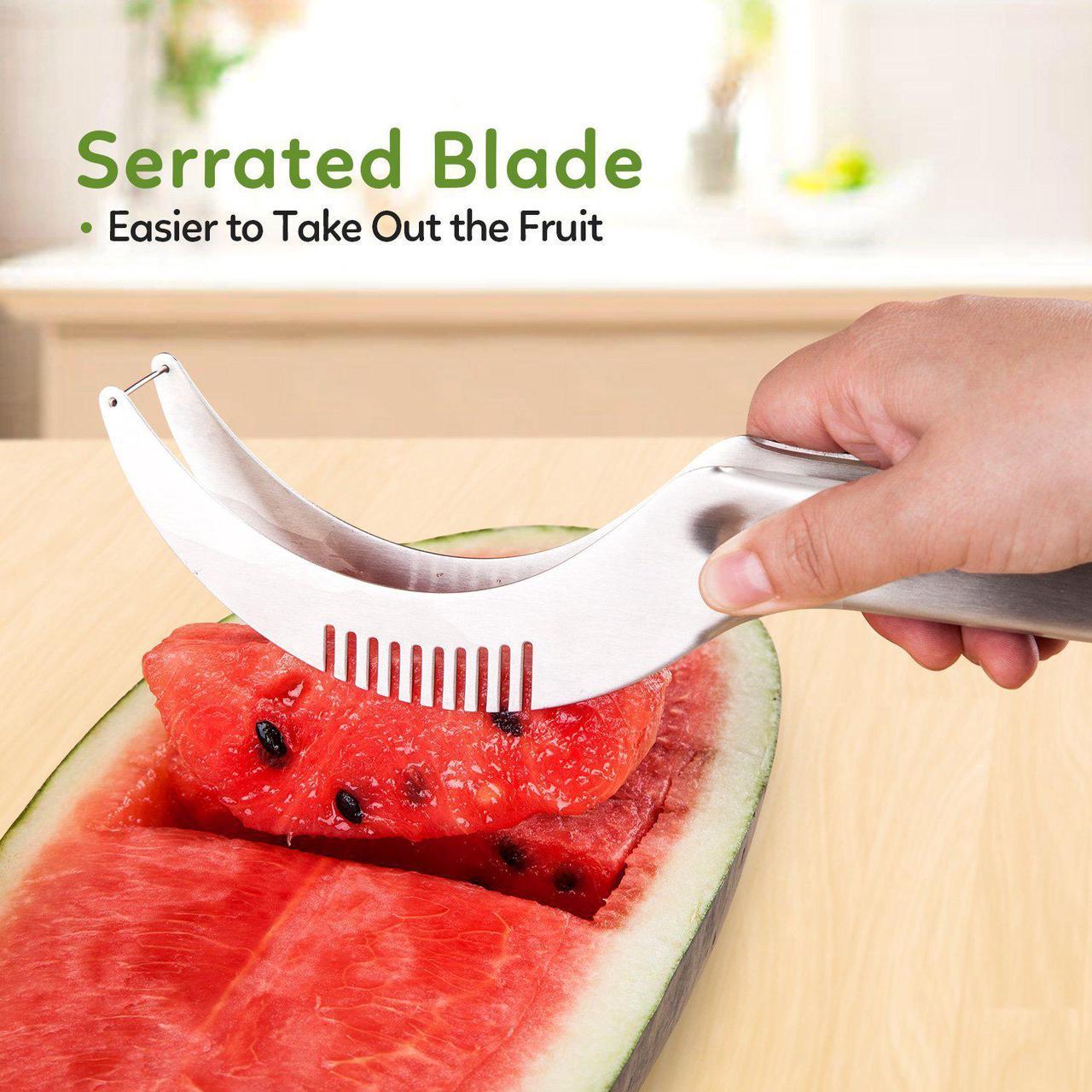 ESTONE Watermelon Slicer Fruit Cutter Knife - Watermelon Slicer, Stainless Steel, Melon Cantaloupe Fruit and Cake Slicer Carver-Pack of 2