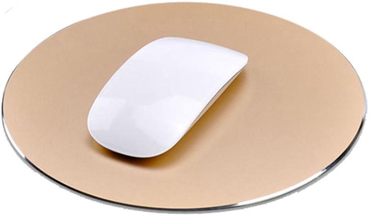 ESTONE Round Aluminum Gaming Mouse Pad with Anti-Skid Rubber Base-8.66"x8.66"x0.08" - Gold