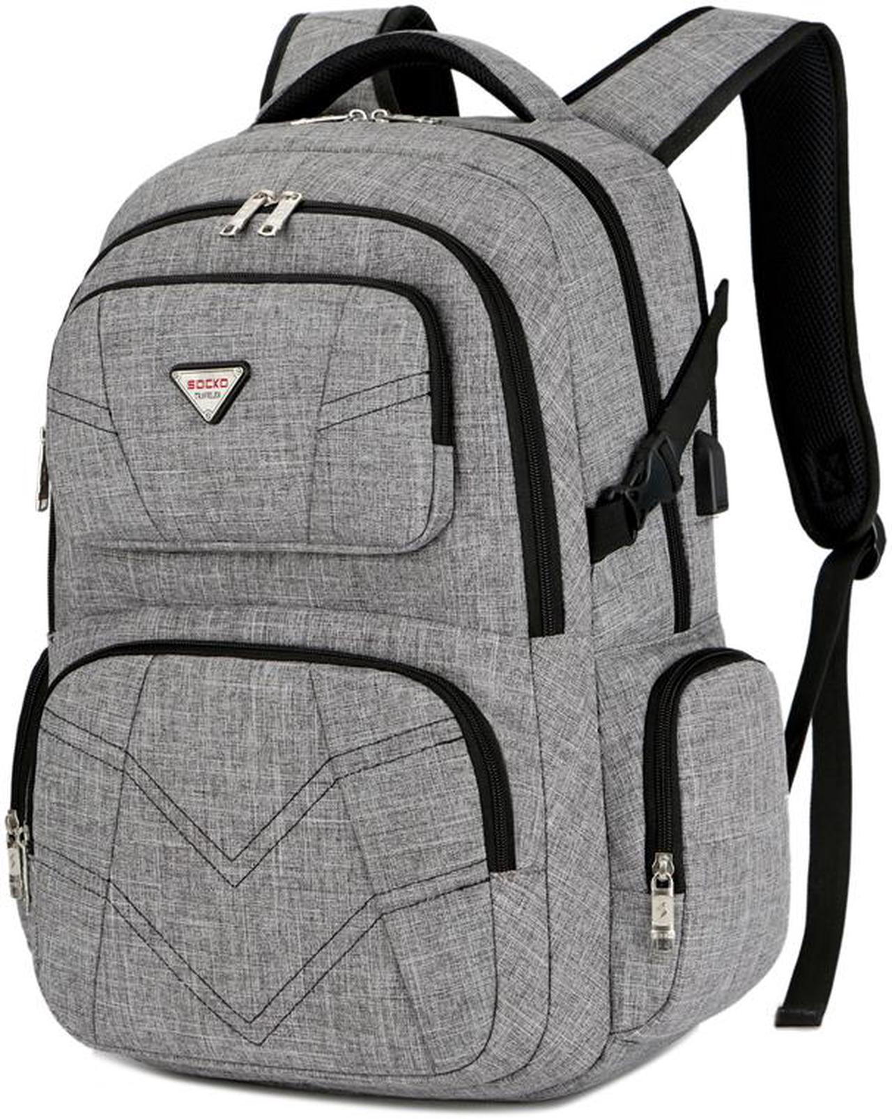 Laptop Backpack,ESTONE Business Computer Backpack with USB Charging Cable, Water Resistant Polyester Anti-theft School Bag Fits Under 17.3 Inch Laptop