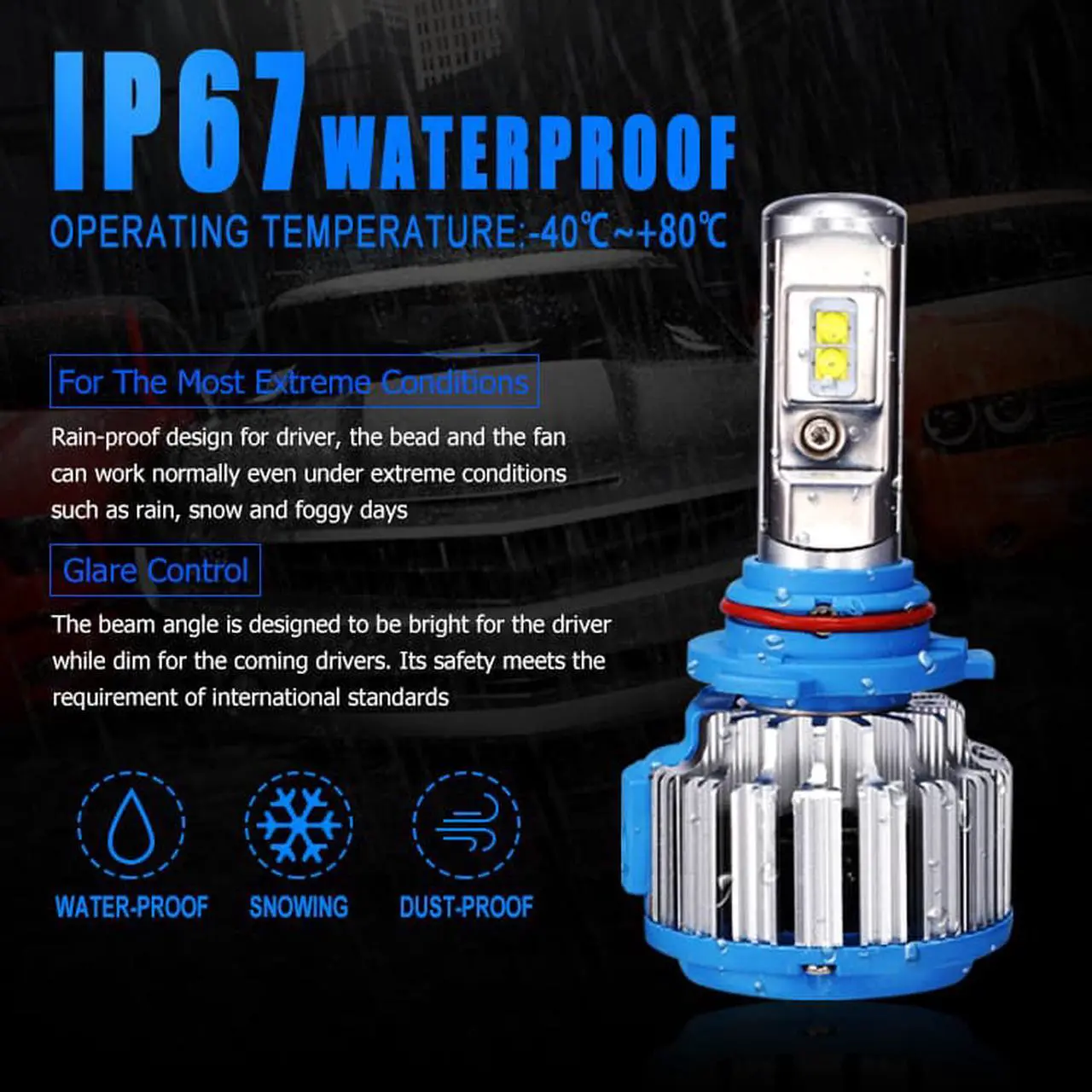 Alt view image 5 of 7 - 9006/HB4 LED Headlight Bulb, 70W 7200Lumens Extremely Brigh COB Chips Conversion Kit (6000K Cool White)   - 2 Year Warranty