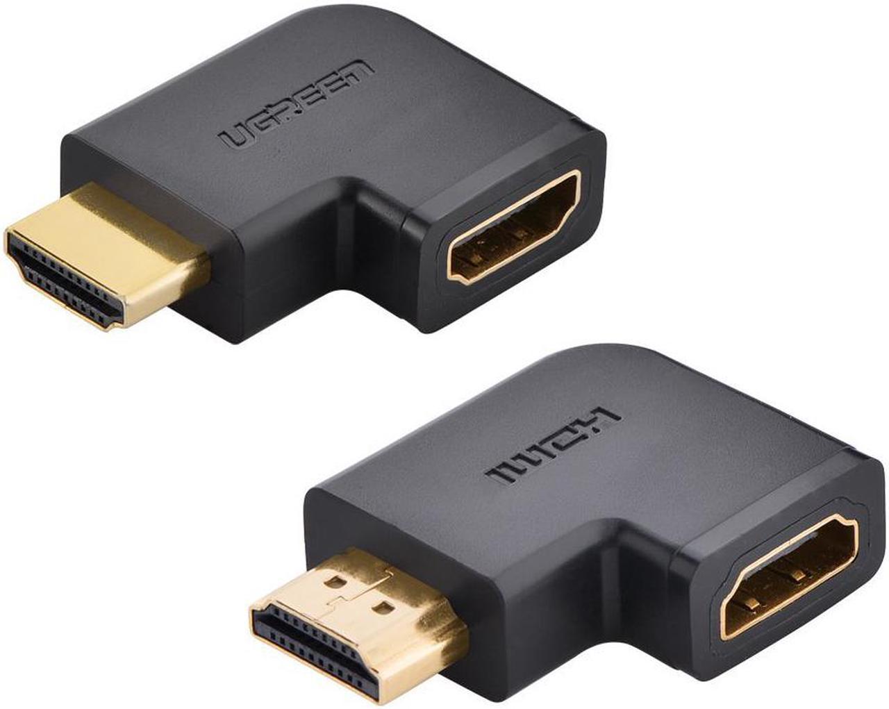 ESTONE  Left and Right Angle HDMI Adapter 90 Degree 270 Degree HDMI Adaptor Male to Female HDMI Converter Vertical Flat Coupler 2 Pcs Support 3D 4K 1080P HDMI Extender