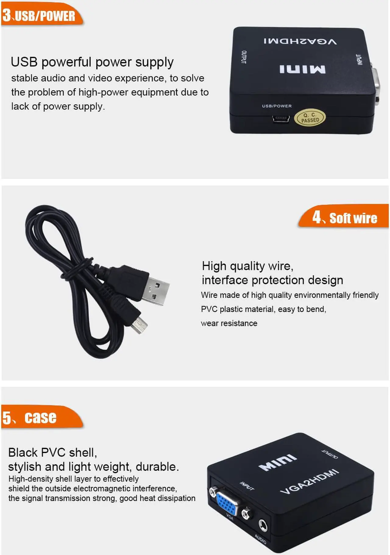 Alt view image 6 of 7 - ESTONE VGA to HDMI Mini VGA to HDMI Converter with 1080P Audio Adapter Connector for Notebook PC for HDTV for PC Laptop Display Computer Mac Projector, Xbox, HDTV, Raspberry Pi, and More (Black)