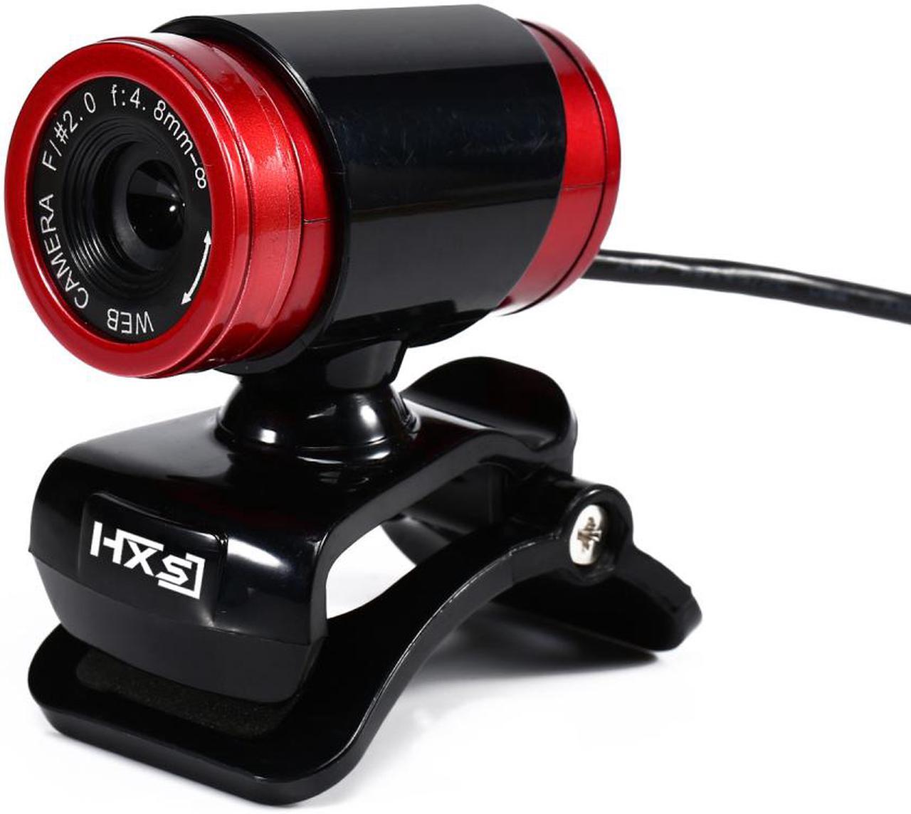 HXSJ A860 480P HD 640X480 Webcam Desktop Laptop Computer Web Cam Camera Built-in Microphone for Android TV Rotatable Computer Camera Web cam- (Black+Red)