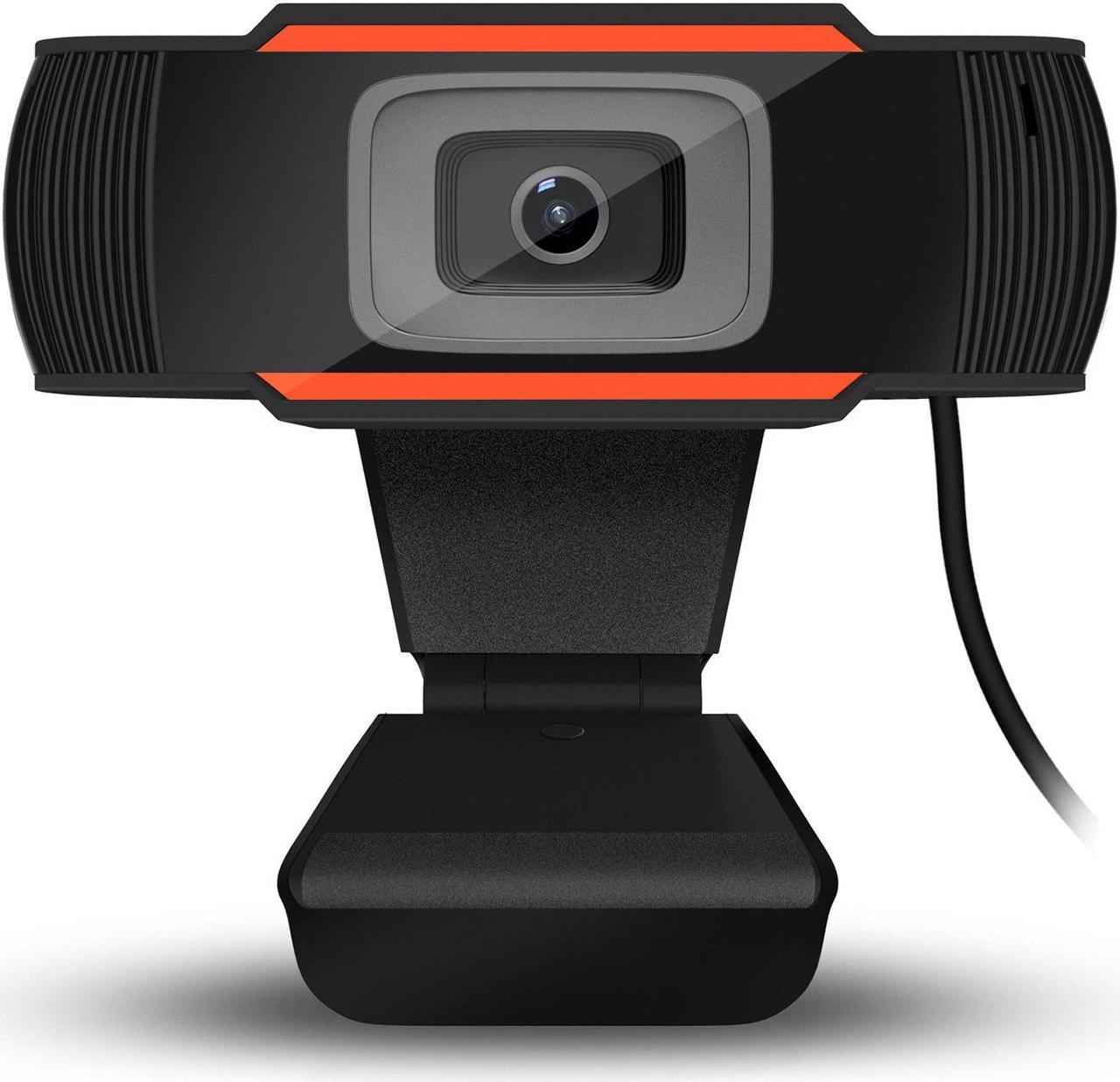 HXSJ  USB Webcam, HD with Built-in MIC PC Web Cam for Facebook YouTube Instagram Video Live Clip-on Plug and Play Skype Camera for Computer Laptop MAC- Orange