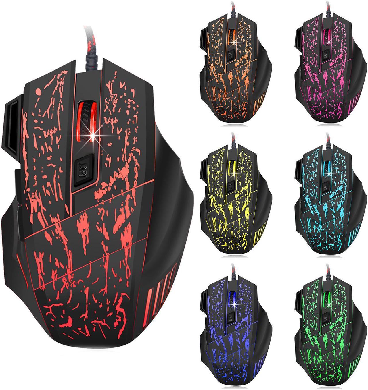 HXSJ High-end 5500DPI optical professional gaming mouse with 7 bright colors LED backlit and ergonomics design For LOL CS