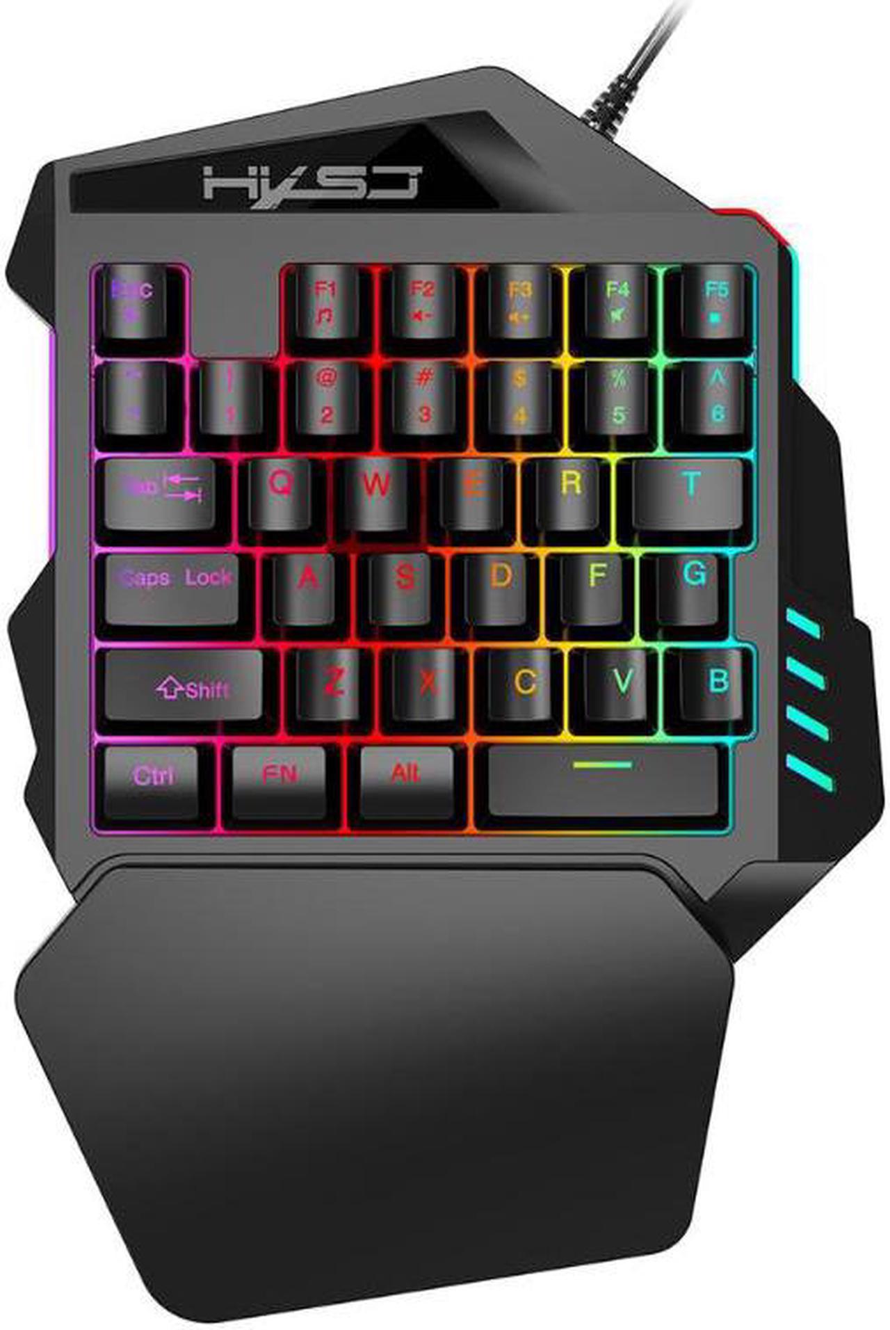 HXSJ V100 35 Keys One-hand Gaming Keyboard Colorful Backlit Game Keyboard 1.6 m USB Cable for PC Macbook Android Windows-System