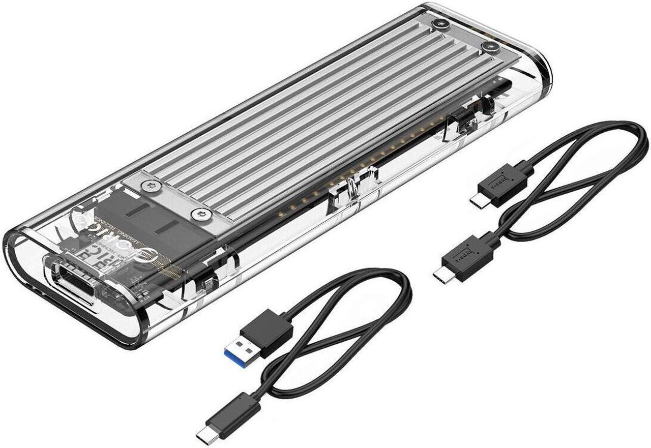 ESTONE Transparent NVMe M.2 Enclosure Tool-Free USB3.1 Type-C Gen2 10Gbps to M.2 SSD Enclosure for Intel 660p/Samsung 970 EVO/Samsung970 Pro 2230/2242/2260/2280 PCIe NVMe M-Key SSD up to 2TB-Silver