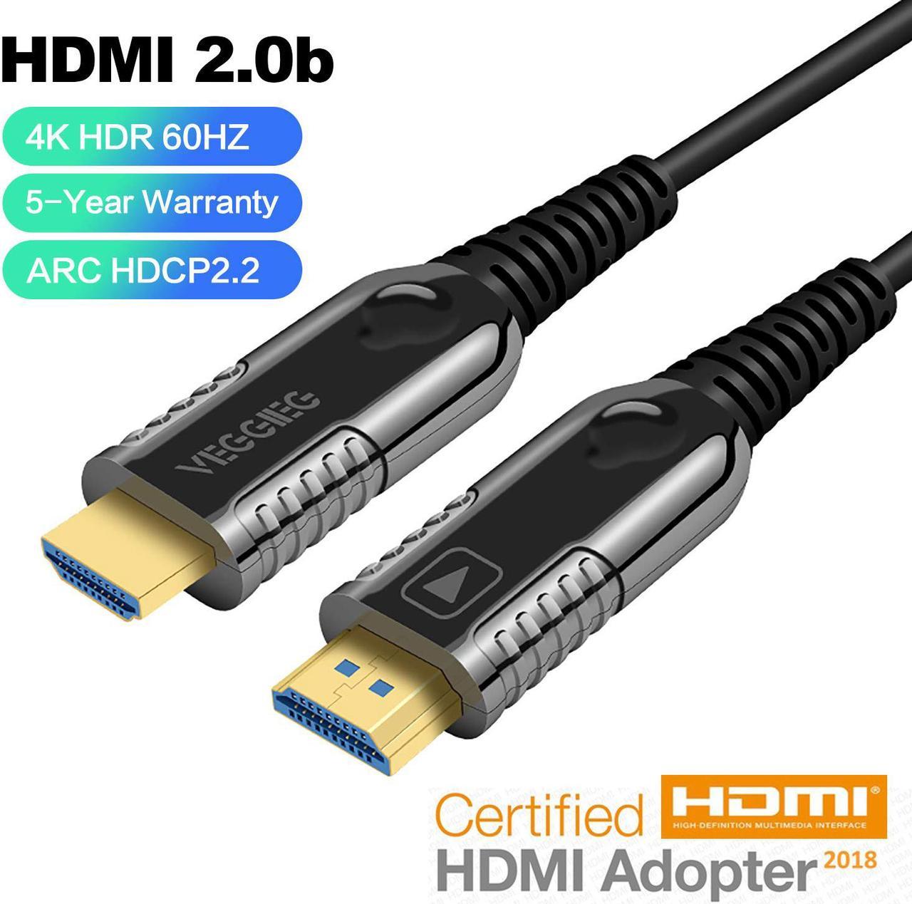 ESTONE Fiber 4K HDMI Cable 60Hz HDMI 2.0 Cable HDR, ARC, UHD,HDCP2.2, 3D, High Speed 18Gbps Subsampling 4:4:4 Slim and Flexible HDMI Fiber Optic Cable,(1M,3.3ft)