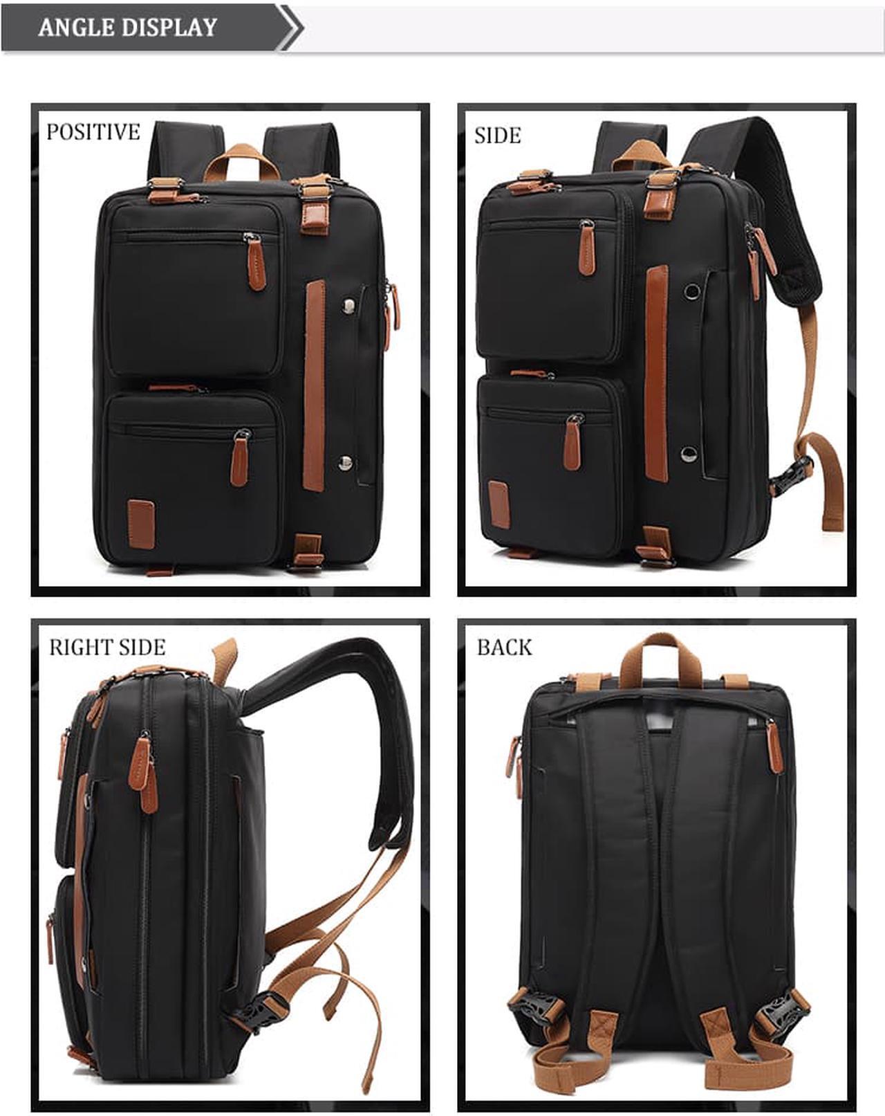 Alt view image 3 of 7 - ESTONE Travel Bussiness Backpack, Outdoor Travel Bag, Weekender Overnight Convertible Bag Water-Resistant College Laptop Bookbag Hiking Camping Rucksack fit up to 15.6" laptop, Black