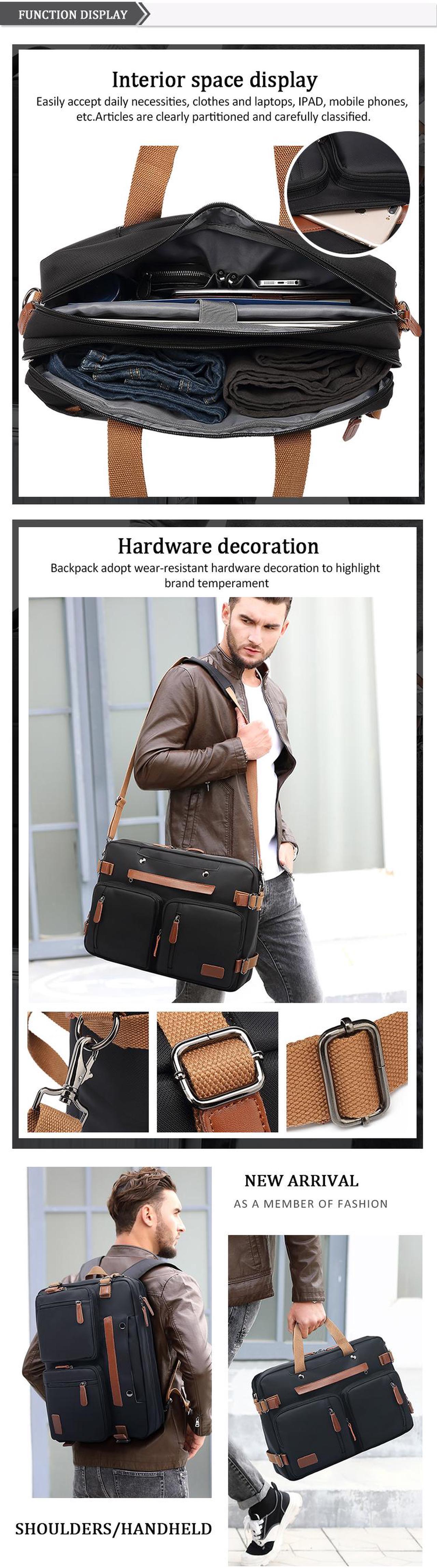 Alt view image 7 of 7 - ESTONE Travel Bussiness Backpack, Outdoor Travel Bag, Weekender Overnight Convertible Bag Water-Resistant College Laptop Bookbag Hiking Camping Rucksack fit up to 15.6" laptop, Black