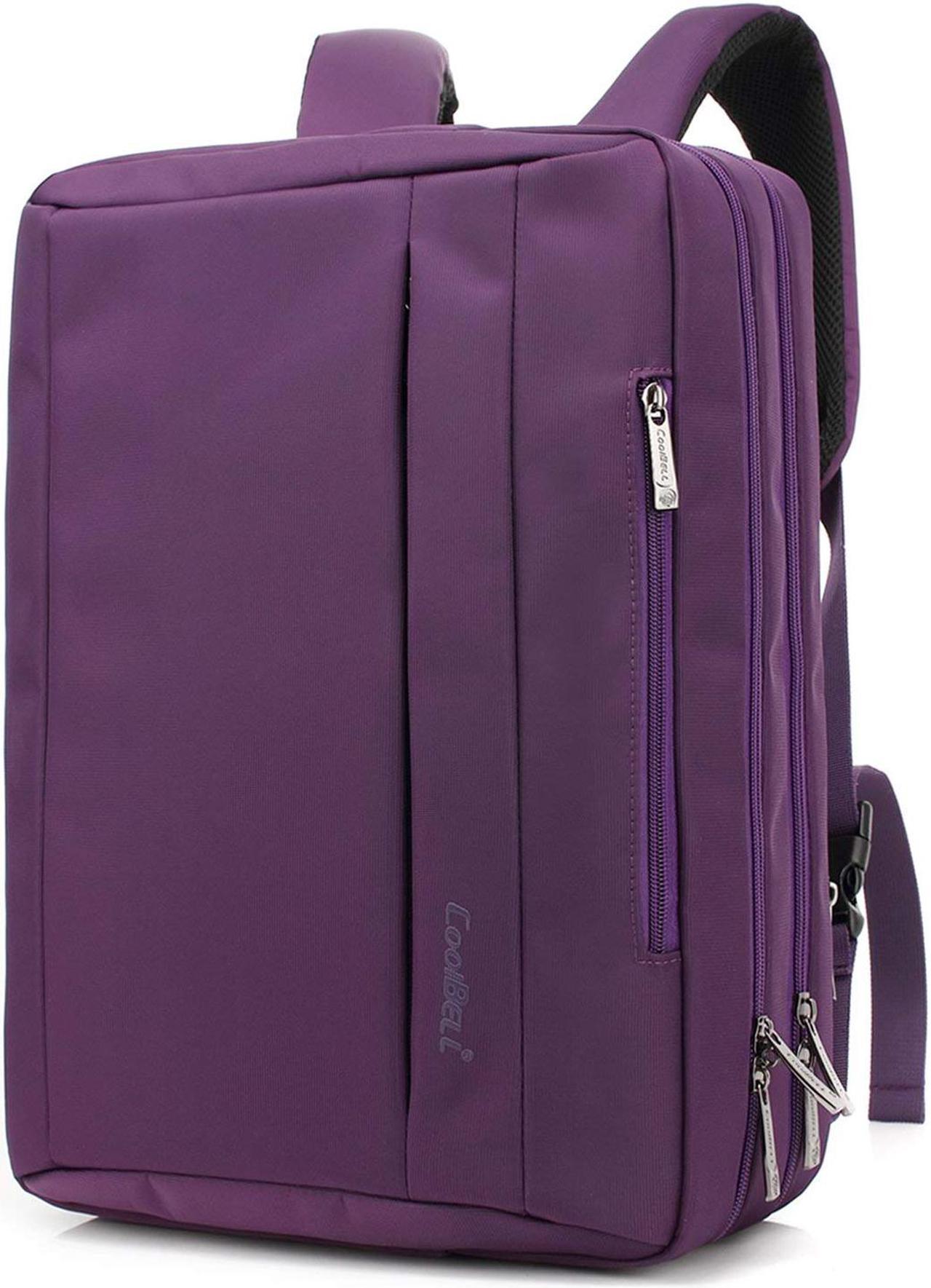 ESTONE Convertible Laptop Backpack, Multi-Functional Messenger Bag Briefcase, Water Resistant Shoulder Bag Handbag, Slim Business Laptop Computer Bag for Men & Women Fits 15.6 Inch Laptop, Purple