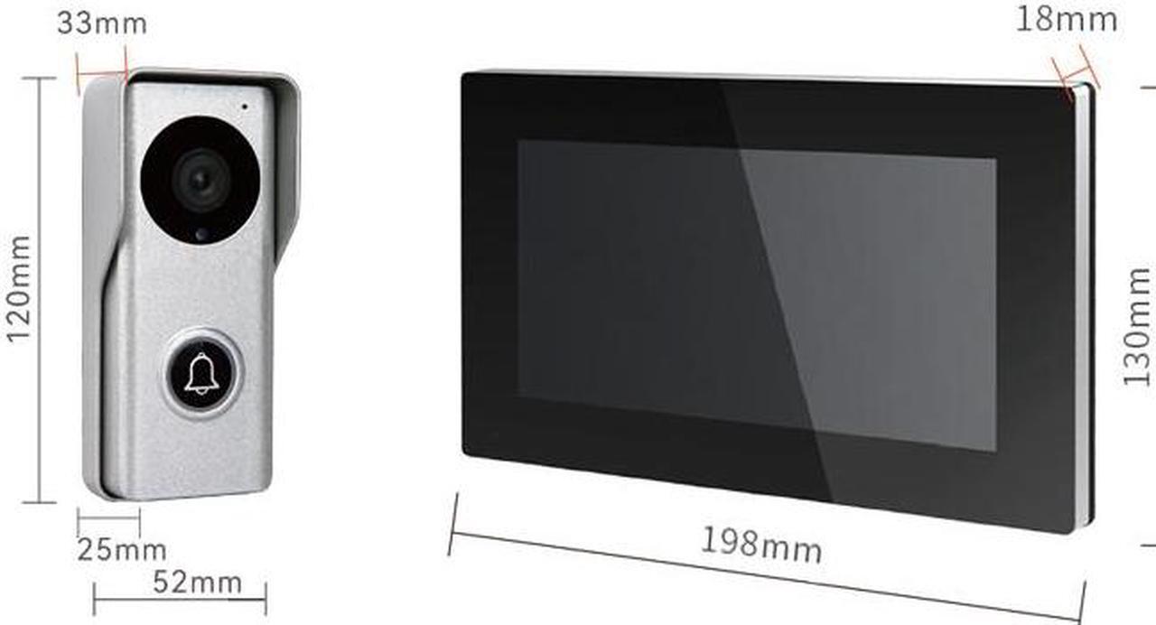 Alt view image 2 of 7 - 7" Screen 1080P 2MP HD Wired WiFi Video Doorbell Intercom System, Remote Phone Tuya APP Control, Support Phone unlock, Video Recording, 2-Way Audio, Motion Detection, IR Camera, 1 doorbell + 1 monitor