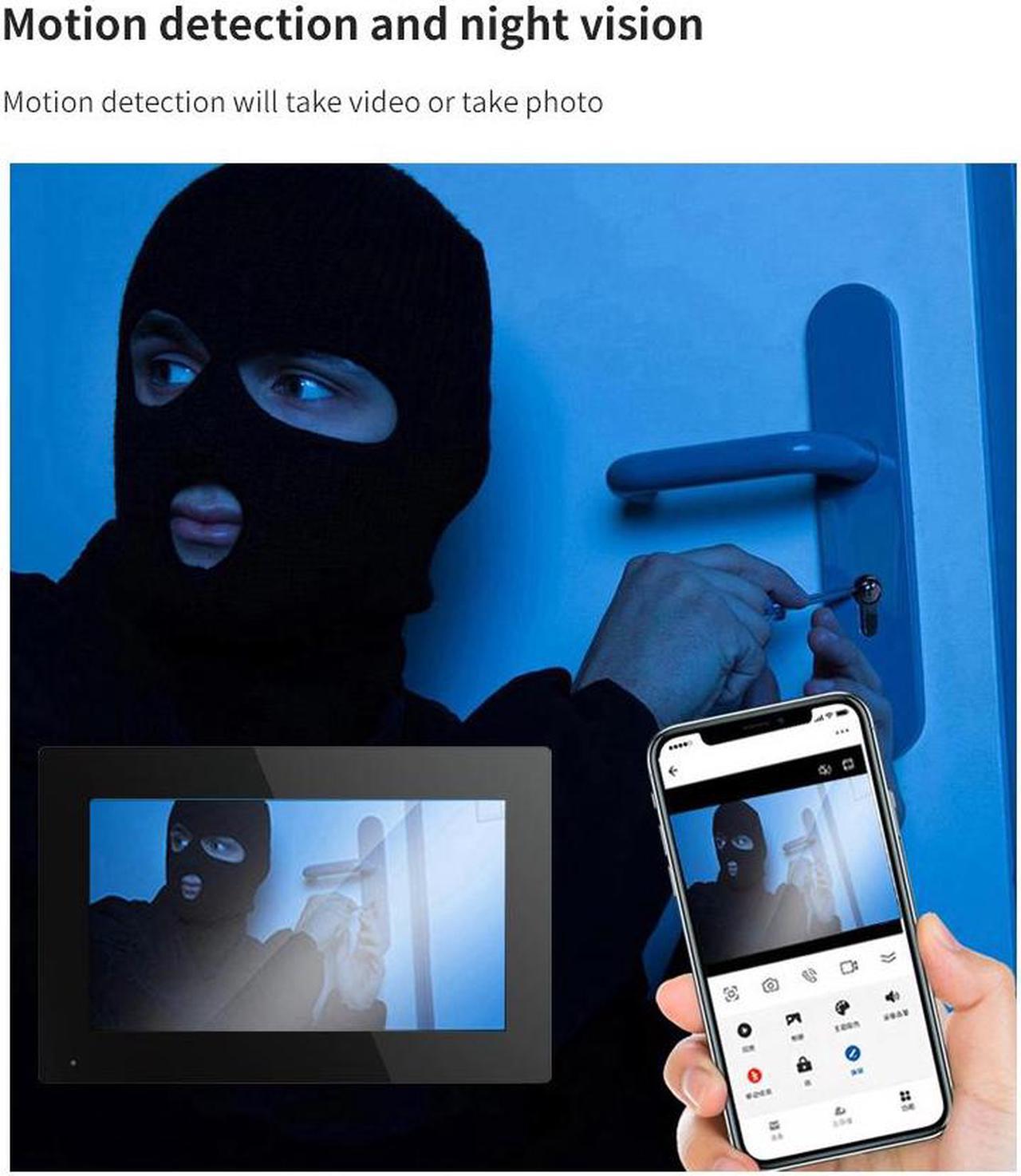 Alt view image 7 of 7 - 7" Screen 1080P 2MP HD Wired WiFi Video Doorbell Intercom System, Remote Phone Tuya APP Control, Support Phone unlock, Video Recording, 2-Way Audio, Motion Detection, IR Camera, 1 doorbell + 1 monitor