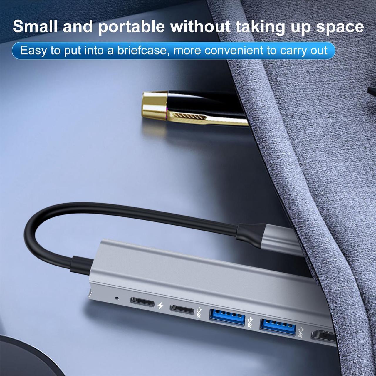 Alt view image 4 of 7 - VisiPower 7-in-1 Mini Type C / USB-C to HDMI 4K@30Hz+ PD Charging&Data, USB3.0*2+Type-c+TF / SD Micro Card Reader, Type-C PC Mobile Phone laptop 7-in-1 Docking Station Extension Hub Converter Adaptor