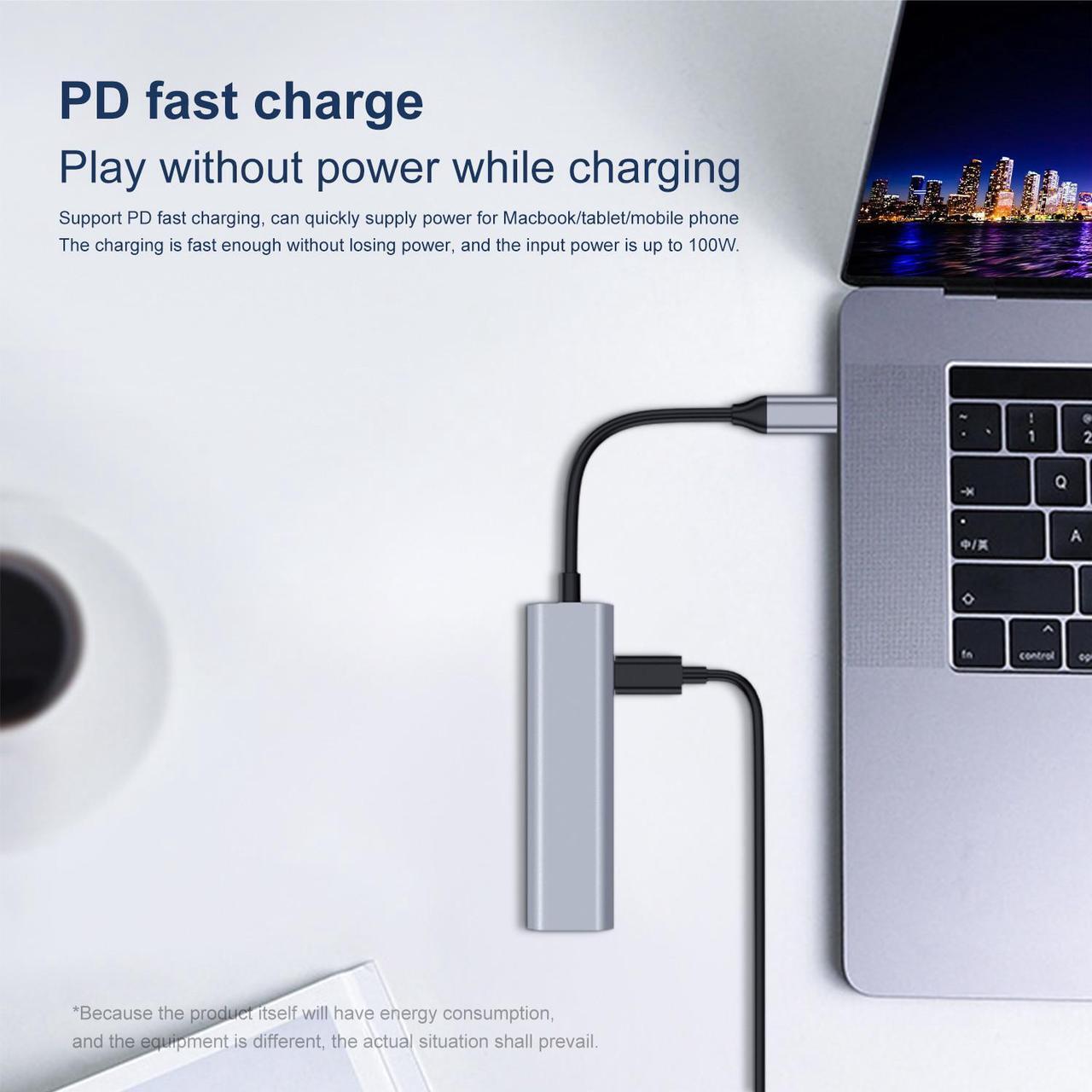 Alt view image 6 of 7 - VisiPower 4 in 1 Type-C  / USB-C to HDMI 4K@30Hz + PD Charging + USB 3.0 + USB 2.0 Extension Adapter Converter, PC Mobile Phone laptop 4-in-1 Docking Station USB Extension Hub Converter Adaptor Cable