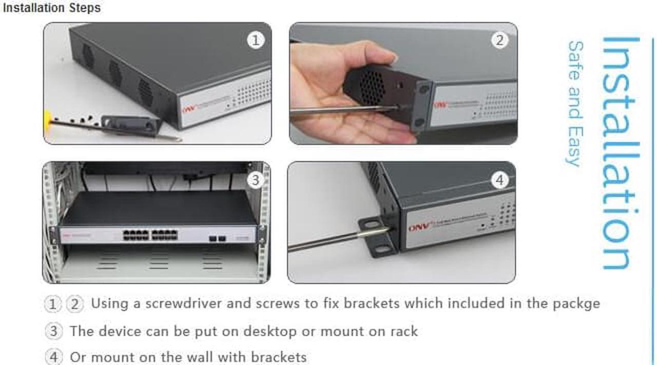 Alt view image 5 of 7 - ONV-POE33016PF-at 18-Port Gigabit PoE Switch with 16 Gigabit PoE Ports and 2 Gigabit Fiber Ports support IEEE 802.3at Standard 30W
