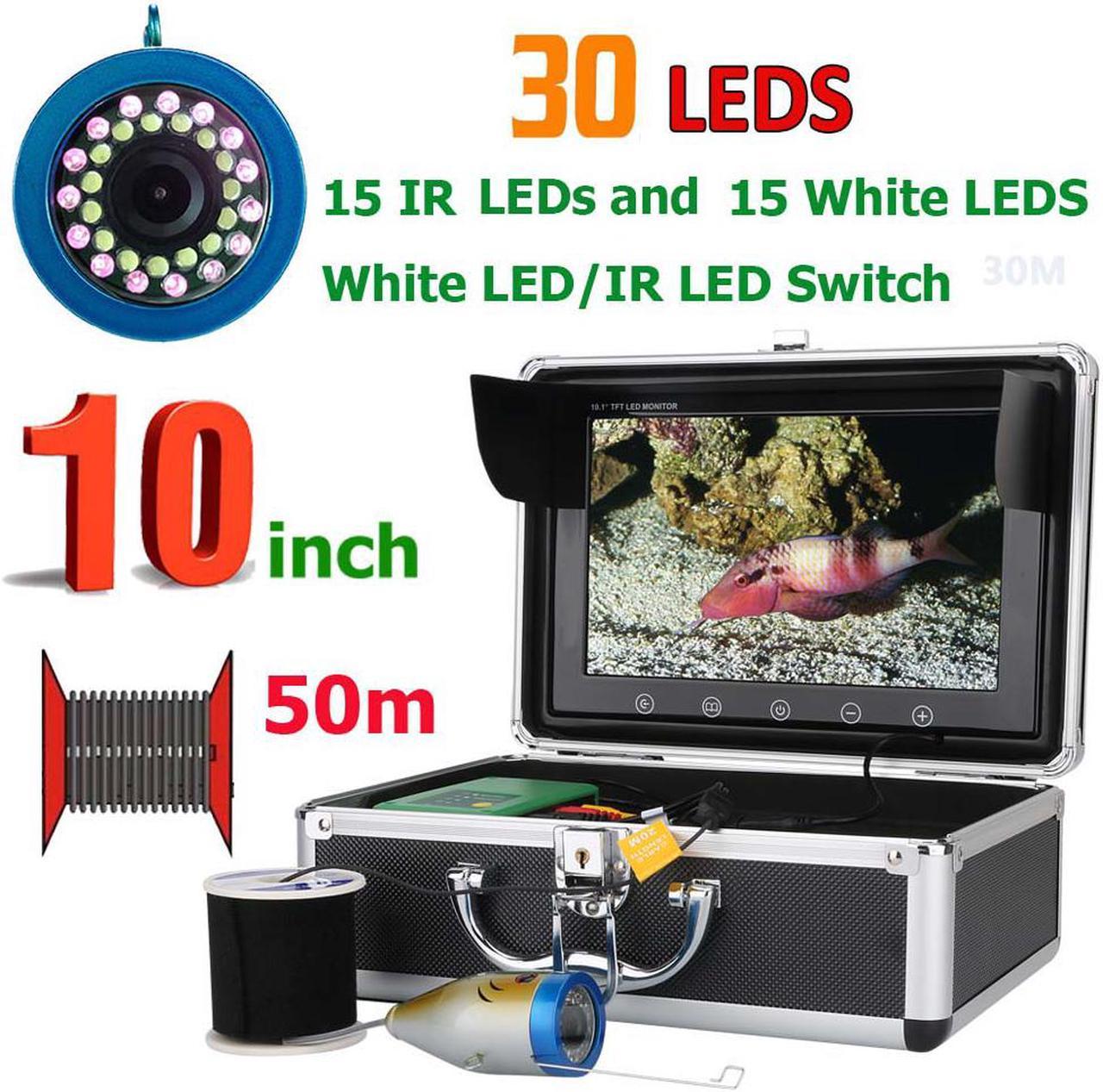 VisiPower 10 Inch 50M 1000TVL Fish Finder Underwater Fishing Camera 15pcs White  LEDs + 15pcs Infrared Lamp For Ice/Sea/River Fishing Cable Length 50m/164ft