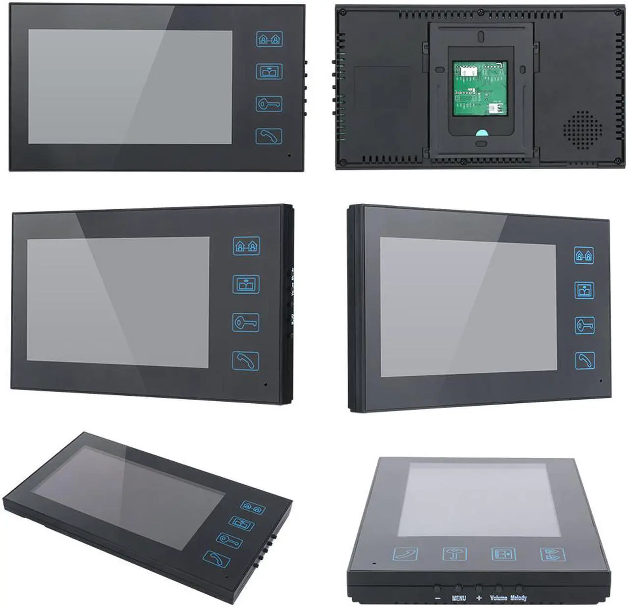 Alt view image 3 of 7 - 4 Units Apartment Doorbell, 7" LCD Monitor Wired Door RFID Multi-family Doorbell Home Apartment Video Intercom System, Monitor Control Unlocking, 2-Way Audio for Home Apartment, 1 doorbell + 4 monitor