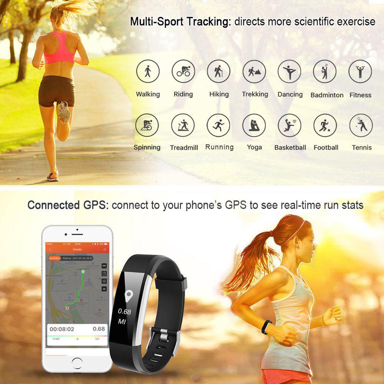 Alt view image 4 of 14 - Fitness Tracker HR, Activity Tracker Watch with Heart Rate Monitor, Waterproof Smart Fitness Band with Step Counter, Pedometer Watch for Kids Women and Men