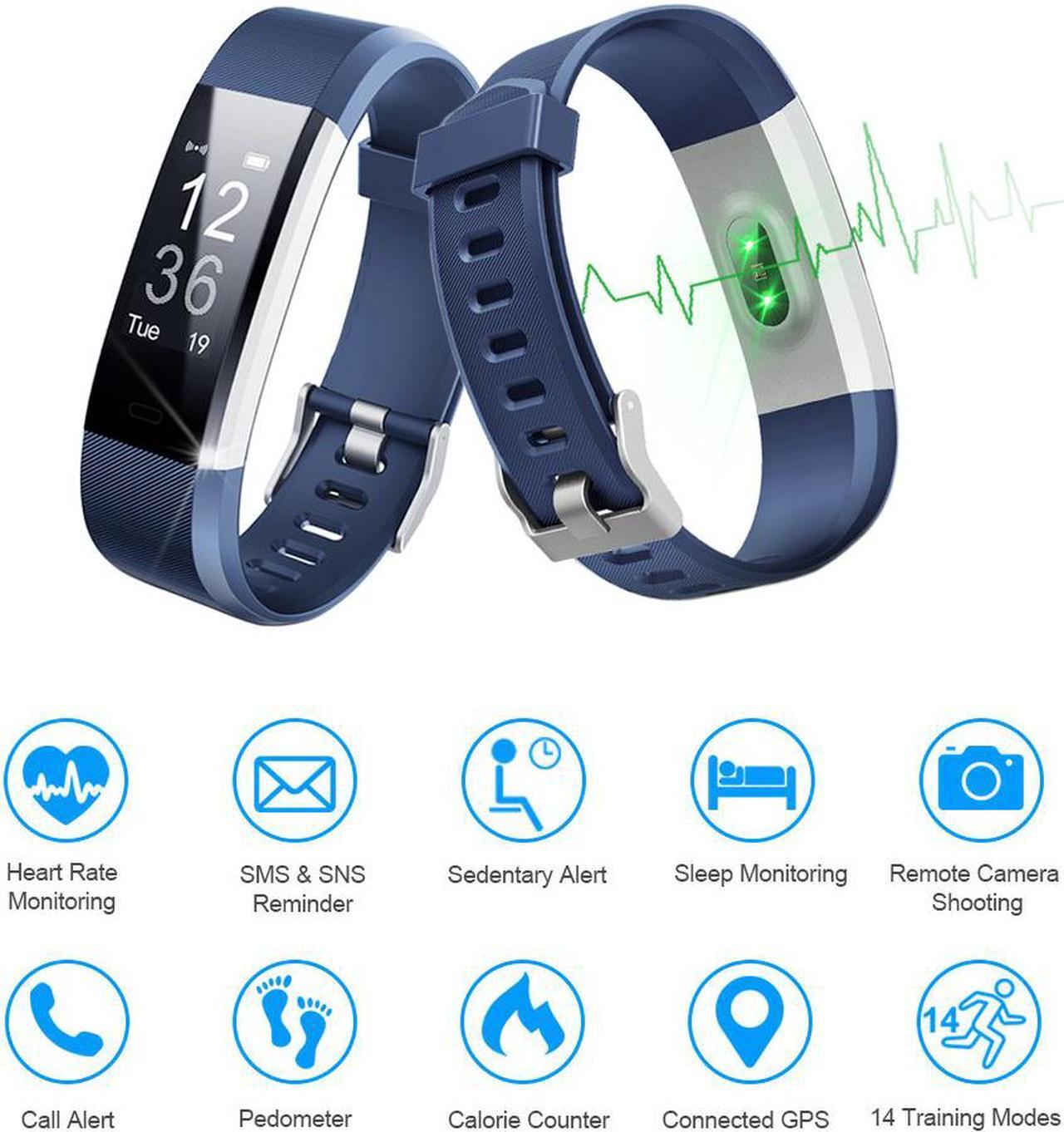 Alt view image 2 of 6 - LETSCOM Fitness Tracker HR, Activity Tracker Watch with Heart Rate Monitor, Waterproof Smart Fitness Band with Step Counter, Calorie Counter, Pedometer Watch for Kids Women and Men